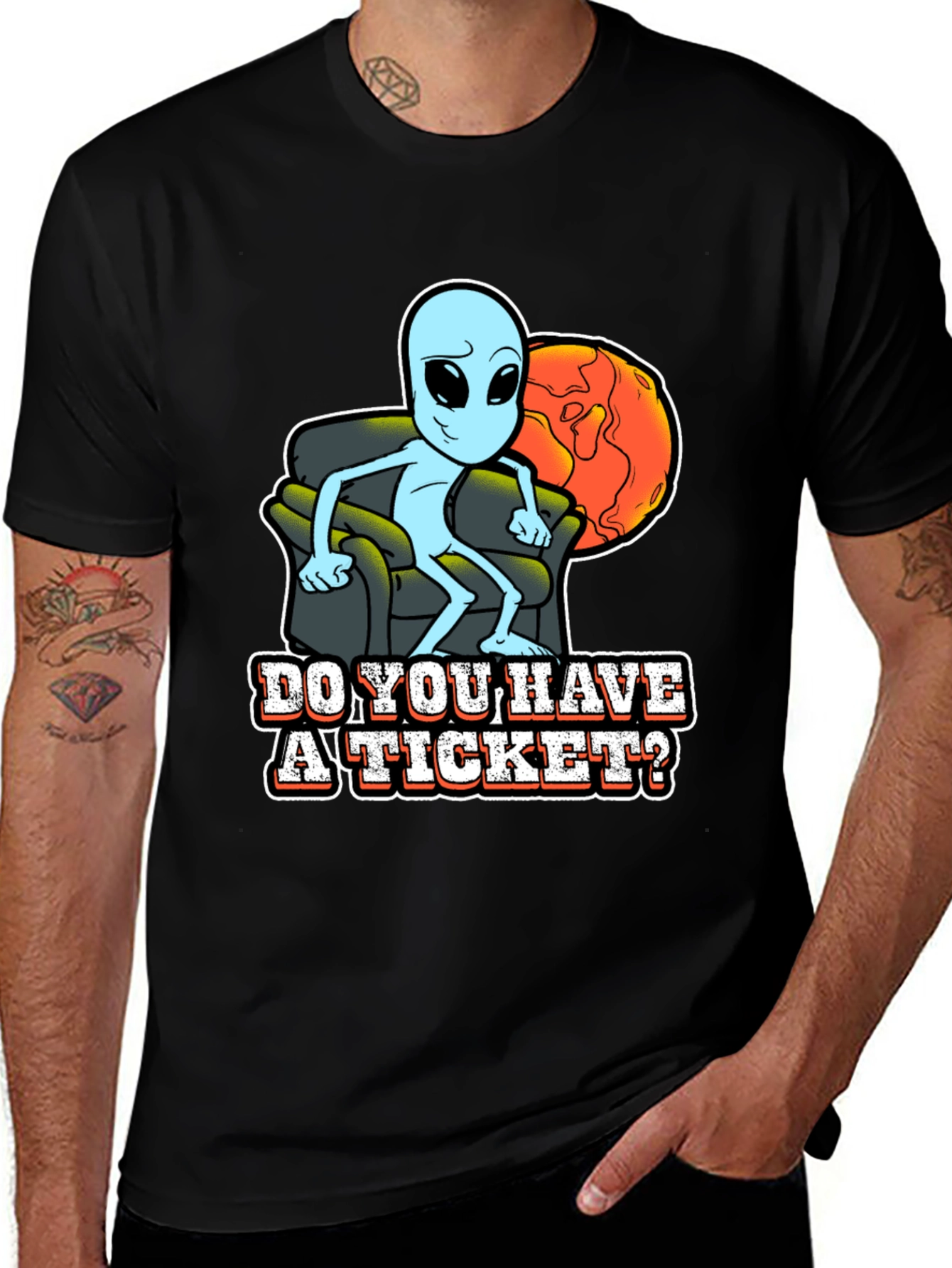 Variant 5 of Alien "Do you have a ticket" Graphic T-Shirt