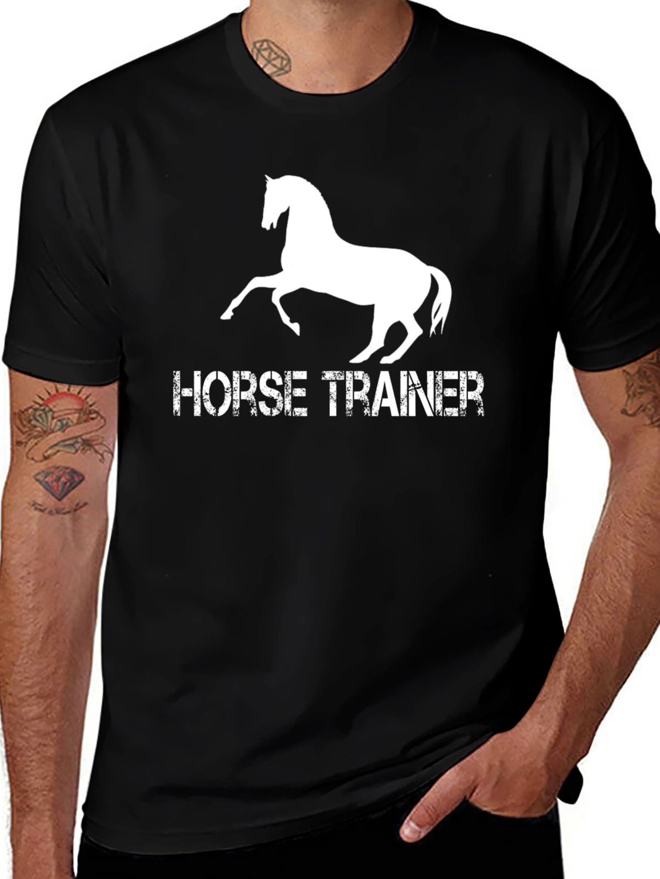 Variant 20 of Horse Trainer T-Shirt - Black Crew Neck Tee