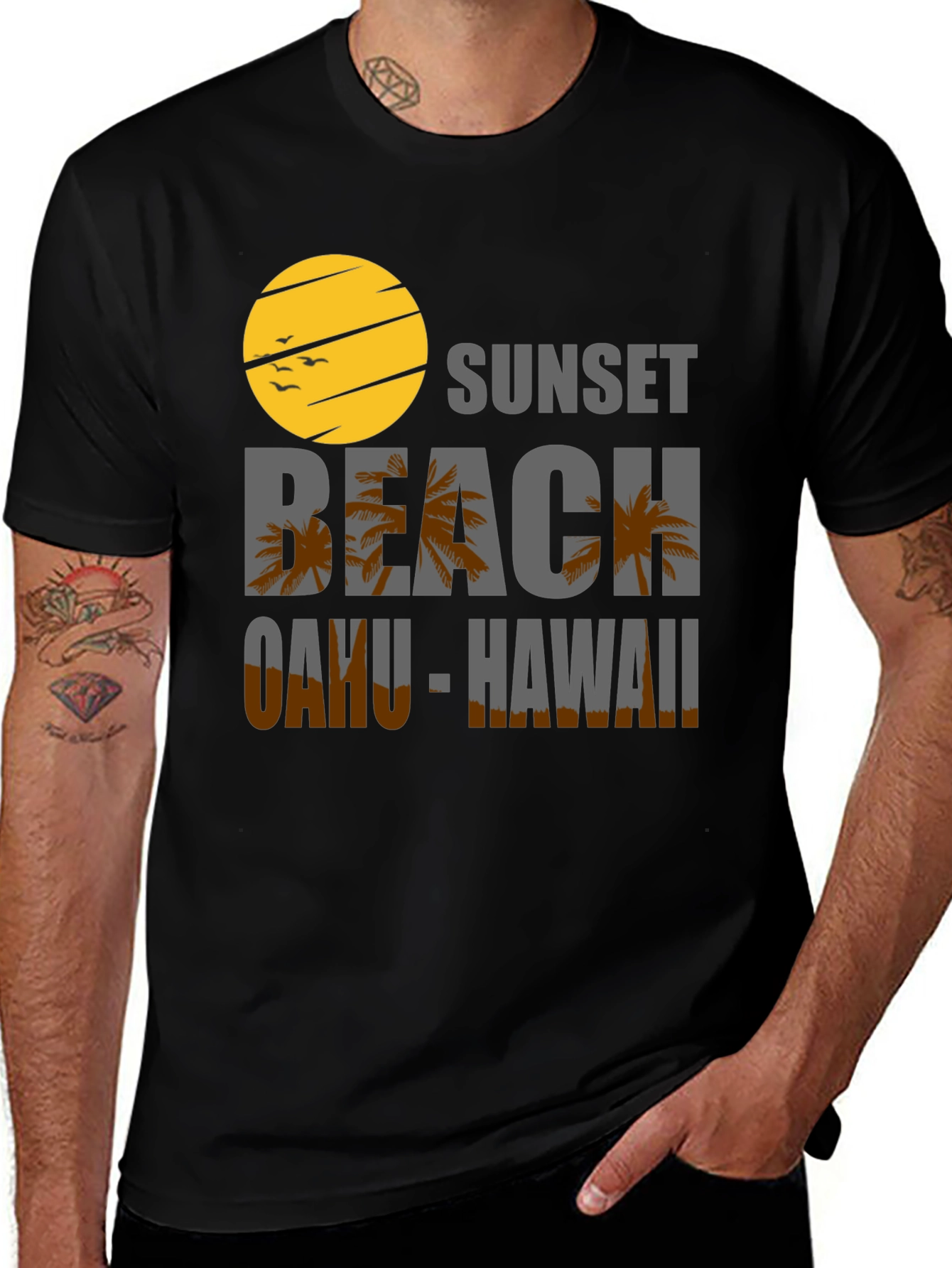 Variant 19 of Sunset Beach T-Shirt - Oahu Hawaii Graphic Tee