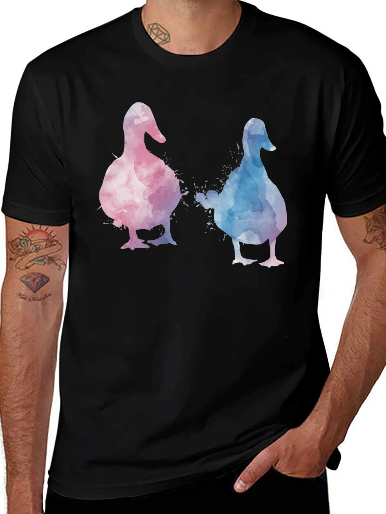 Variant 4 of Watercolor Duck Graphic Tee - Unique Design