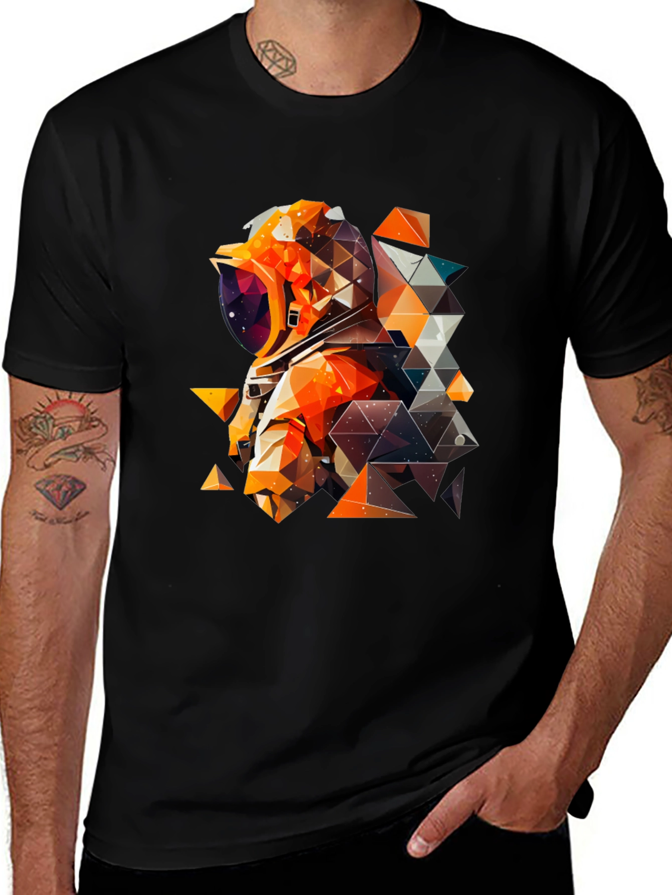 Variant 21 of Geometric Astronaut Black T-Shirt