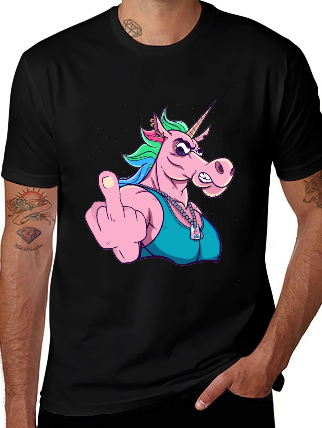 Variant 27 of Funny Unicorn Middle Finger Graphic Tee