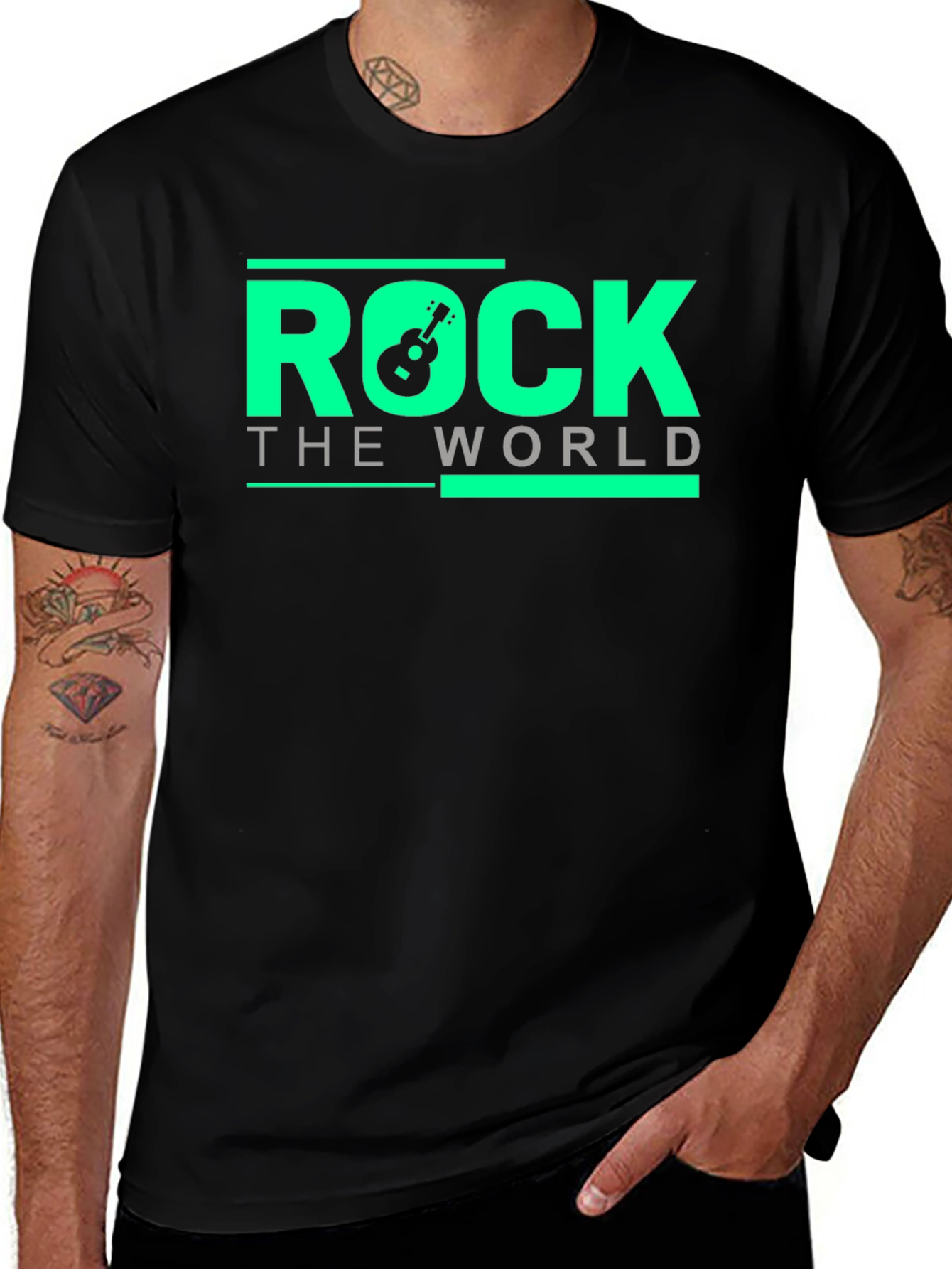 Black Rock the World Graphic T-Shirt main image