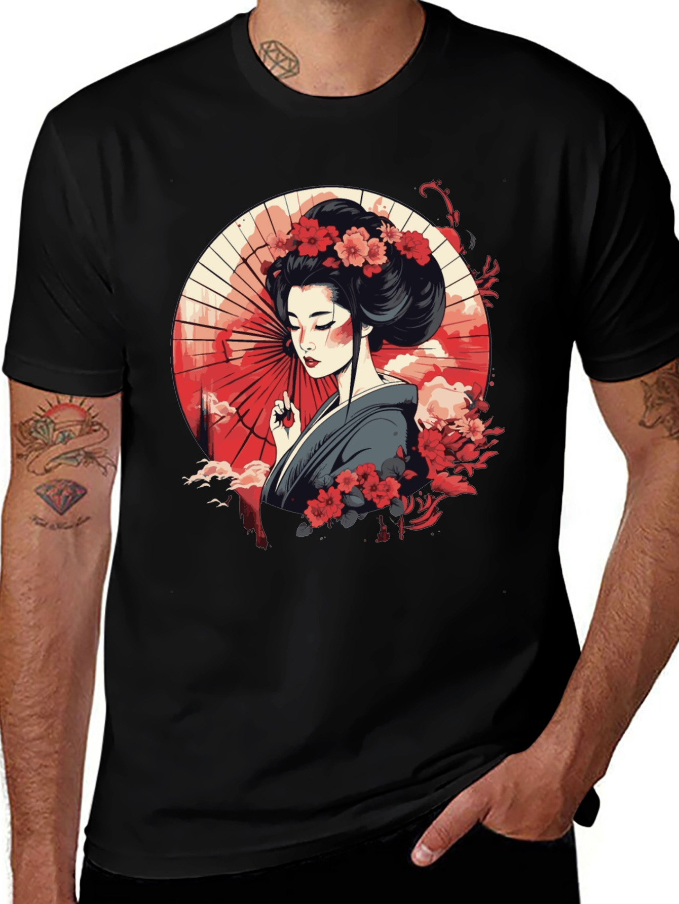 Variant 12 of Geisha Art Graphic Black T-Shirt