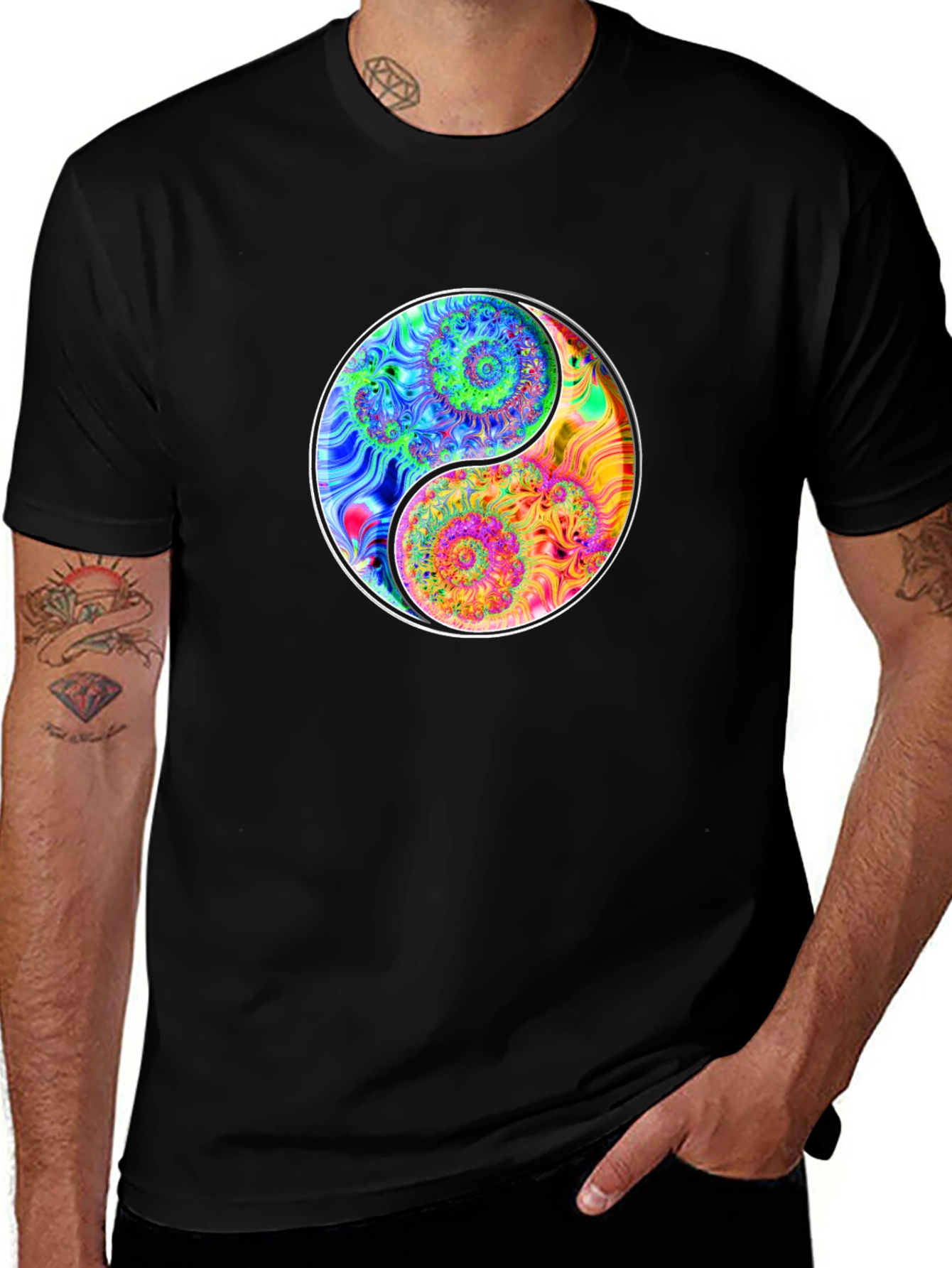 Yin Yang Spiral Graphic Tee - Balance & Style