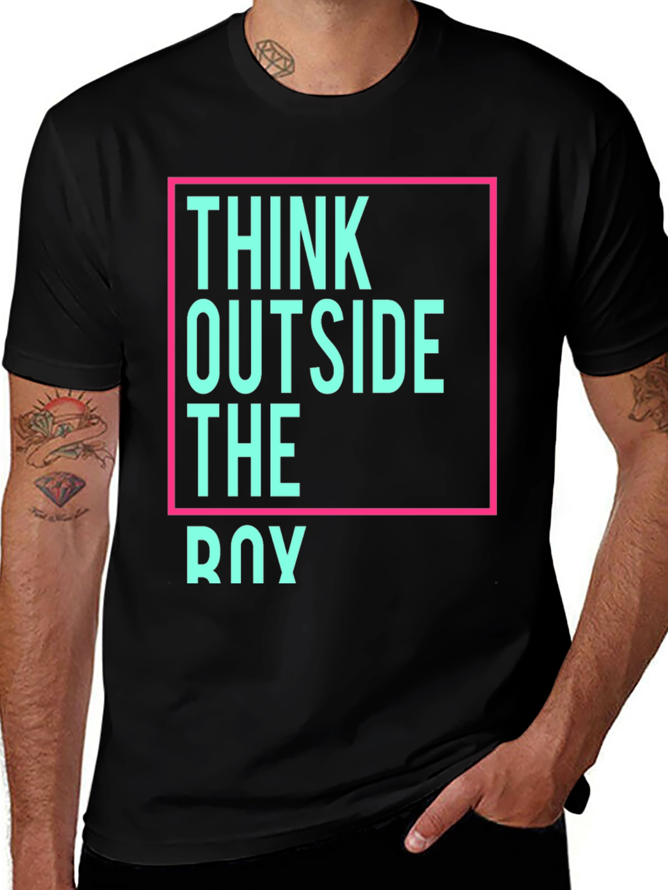 Variant 24 of Think Outside the Box Graphic Tee - Black