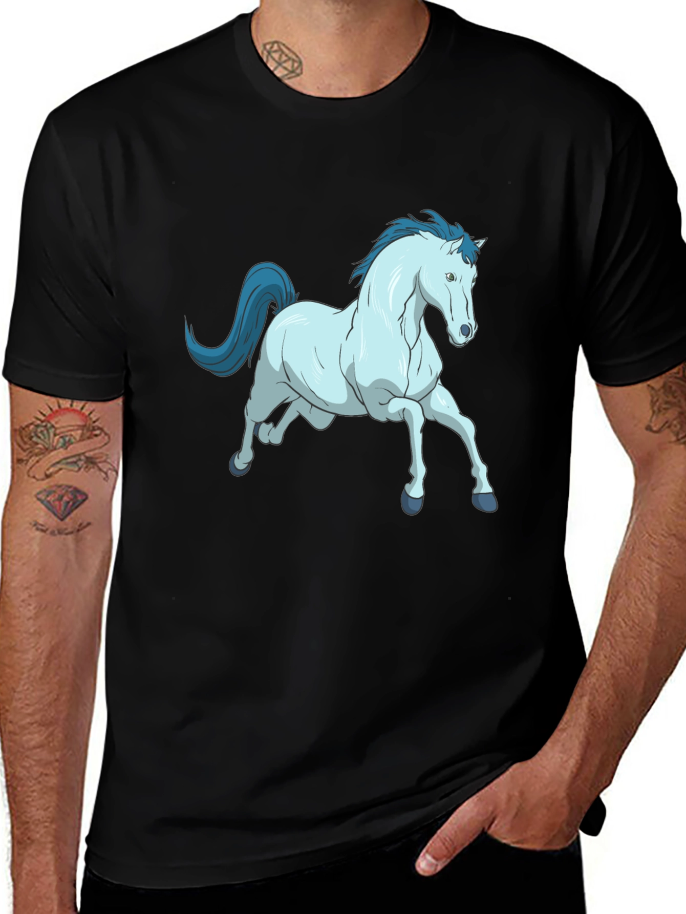 Black Horse Graphic Tee - Unique Cartoon Design main image