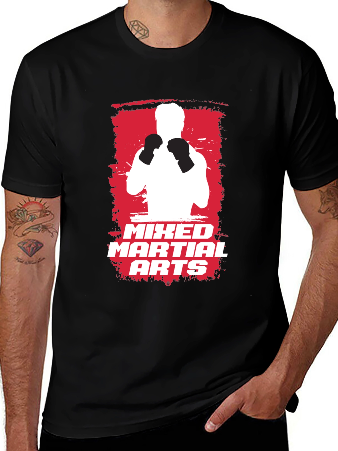 Mixed Martial Arts T-Shirt - Fighter Silhouette Graphic Tee
