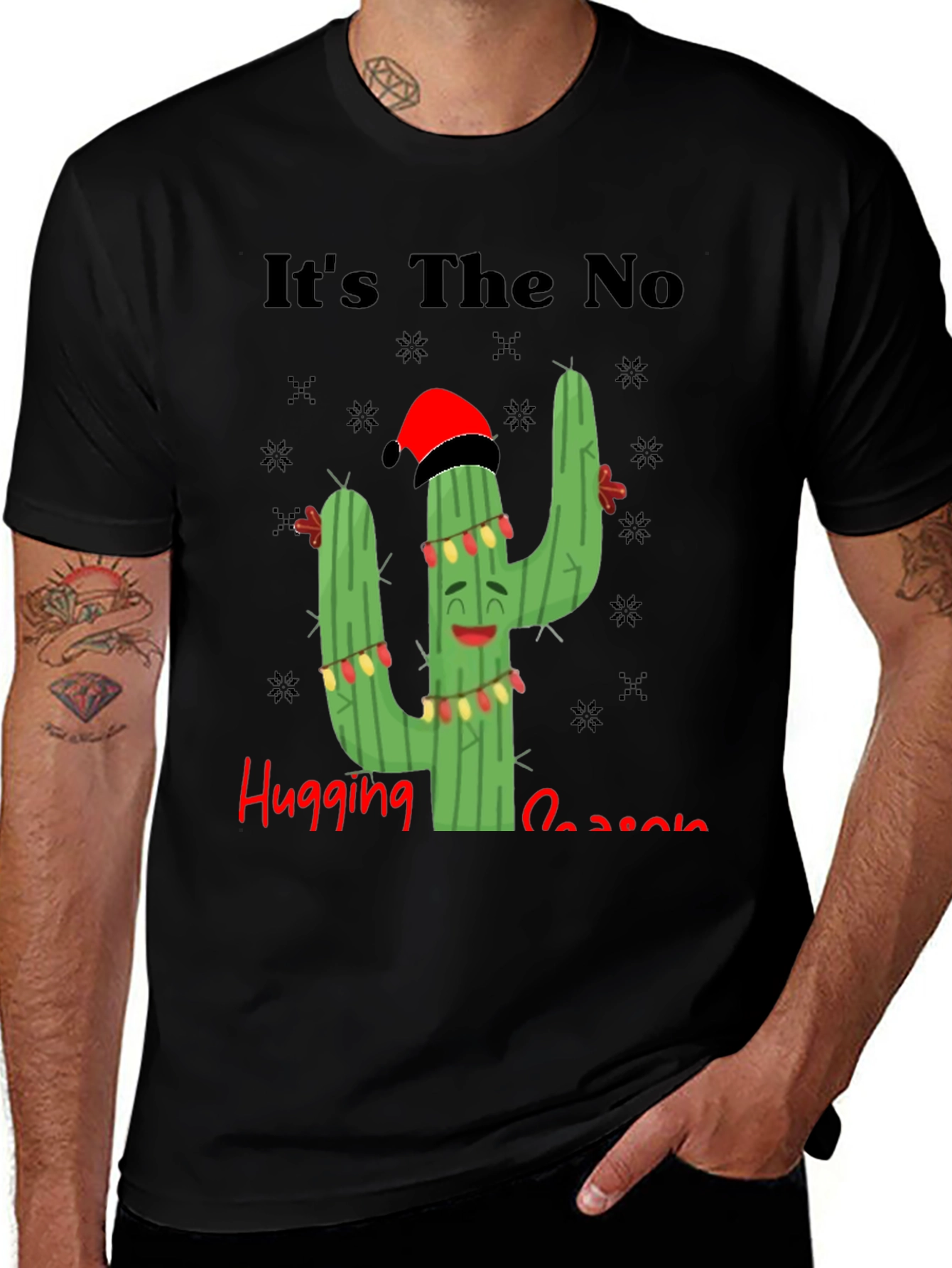 It's The No Hugging Season T-Shirt - Cactus Christmas Tee