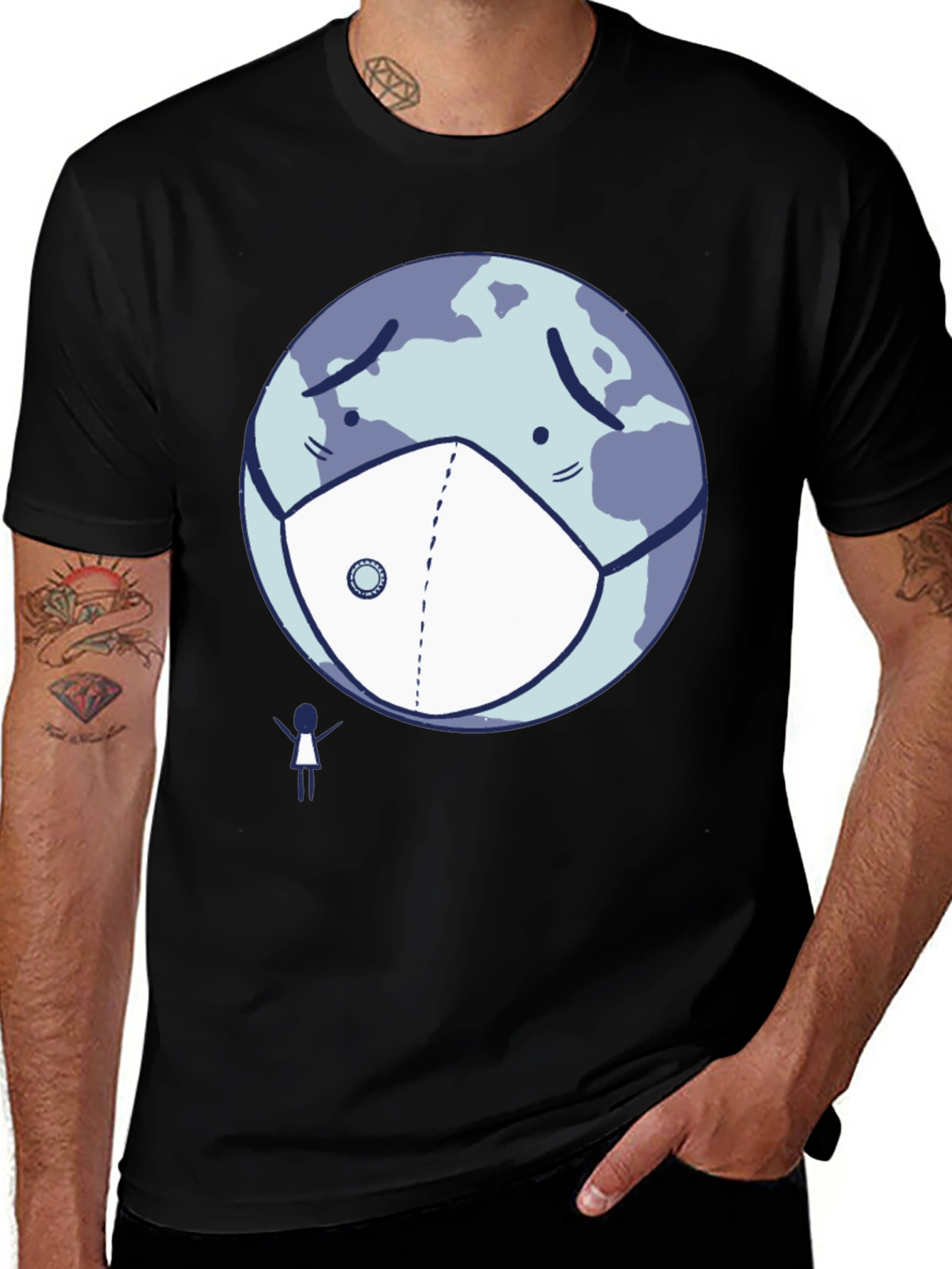 Variant 8 of Earth Wearing Mask T-Shirt
