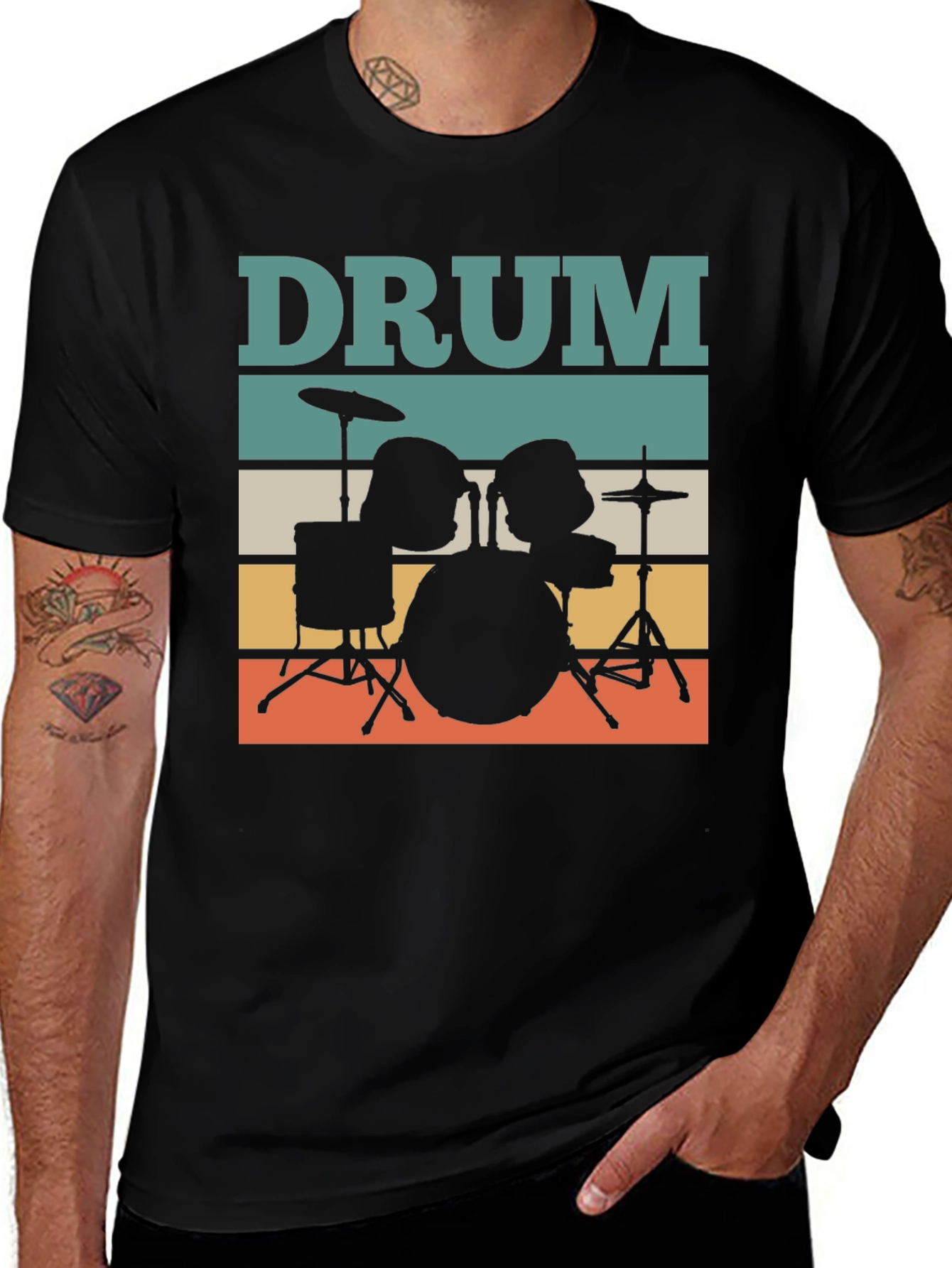 Variant 18 of Retro Drum Set T-Shirt - Musician Tee