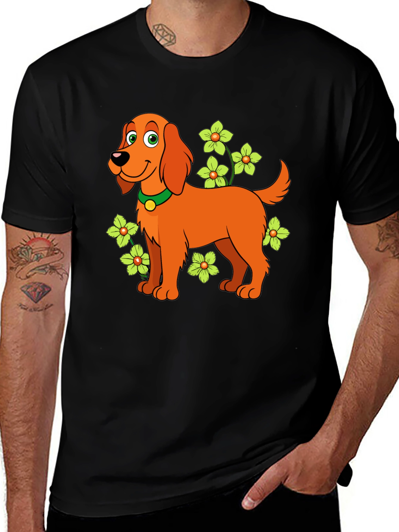Variant 26 of Dog with Flowers Graphic Tee