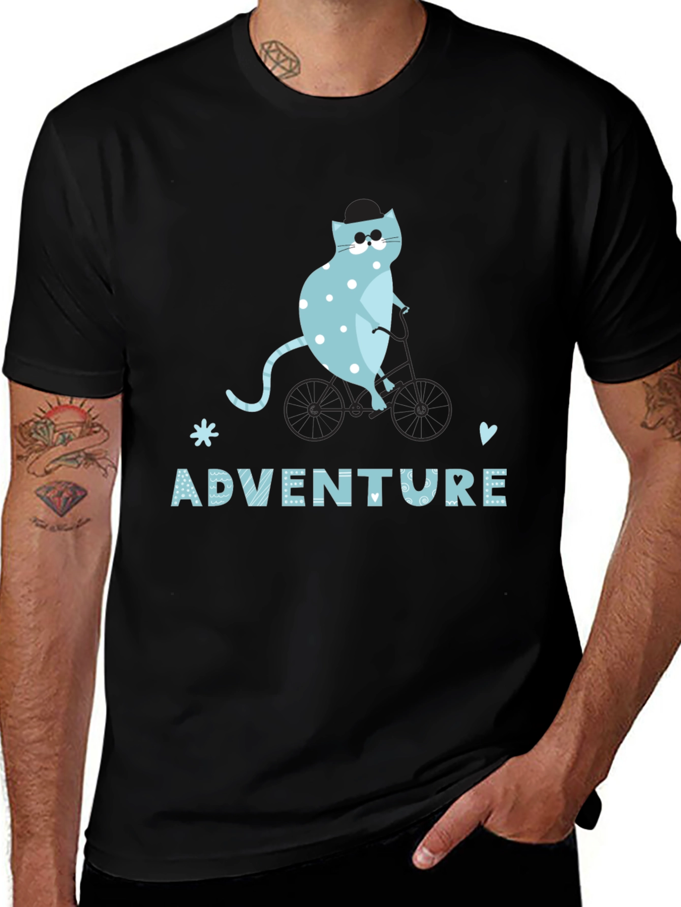 Variant 8 of Adventure Cat Graphic Tee - Black Unisex T-Shirt