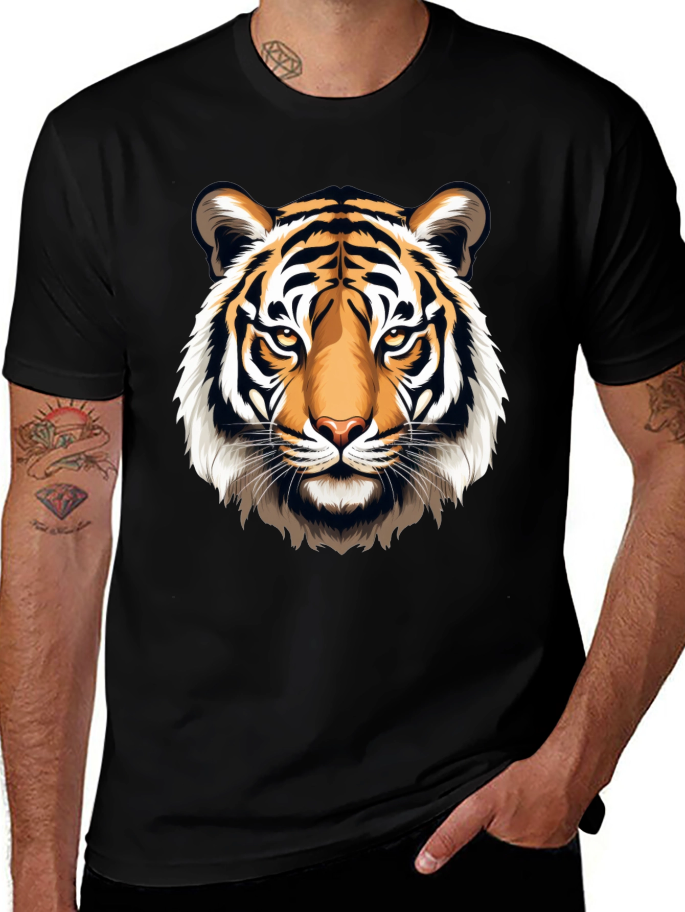 Variant 7 of Black T-Shirt with Tiger Graphic Print