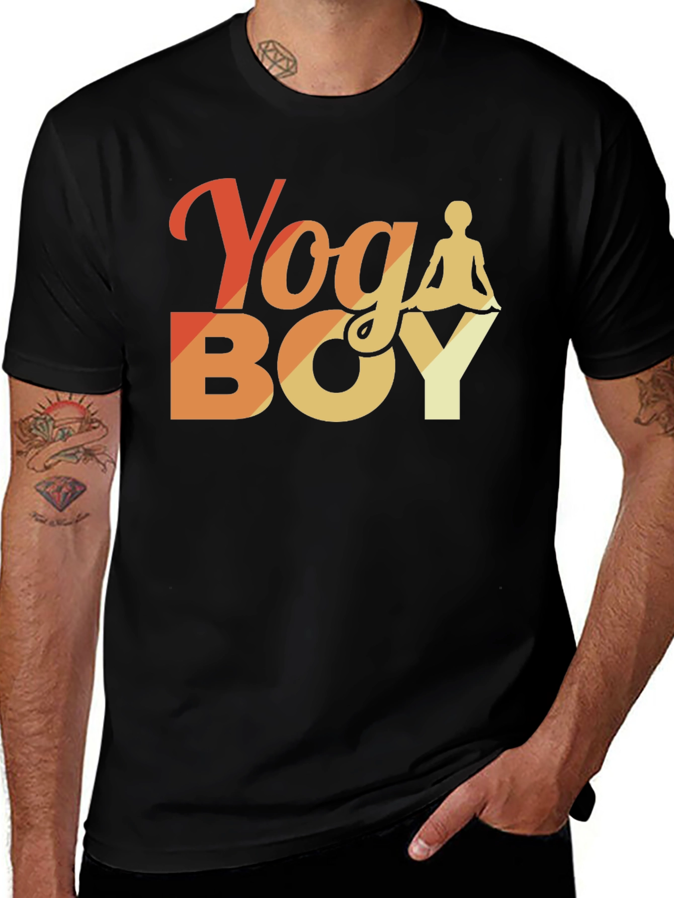 Variant 16 of Yoga Boy Graphic Tee - Black Cotton T-Shirt