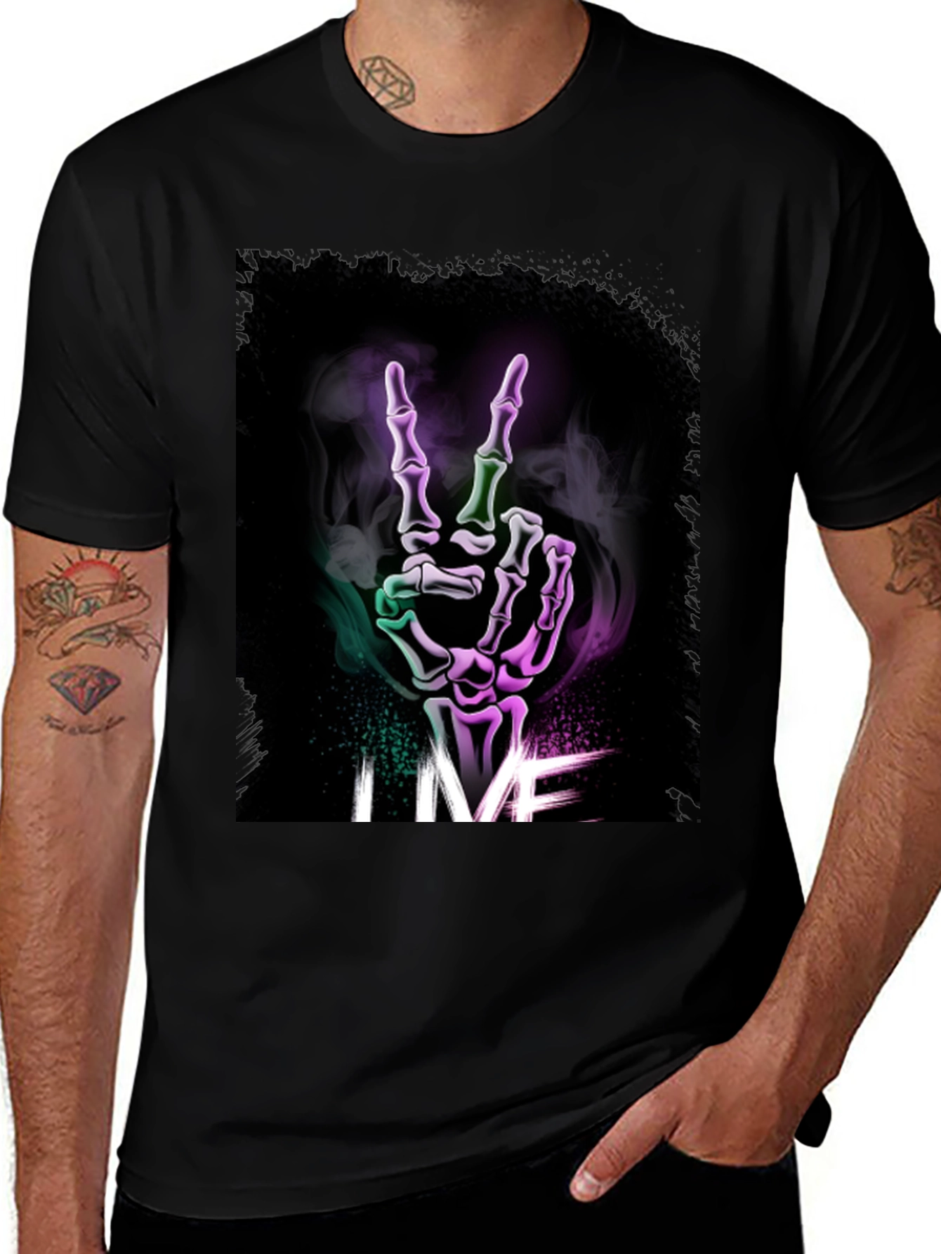 Peace Sign Skeleton Hand T-Shirt