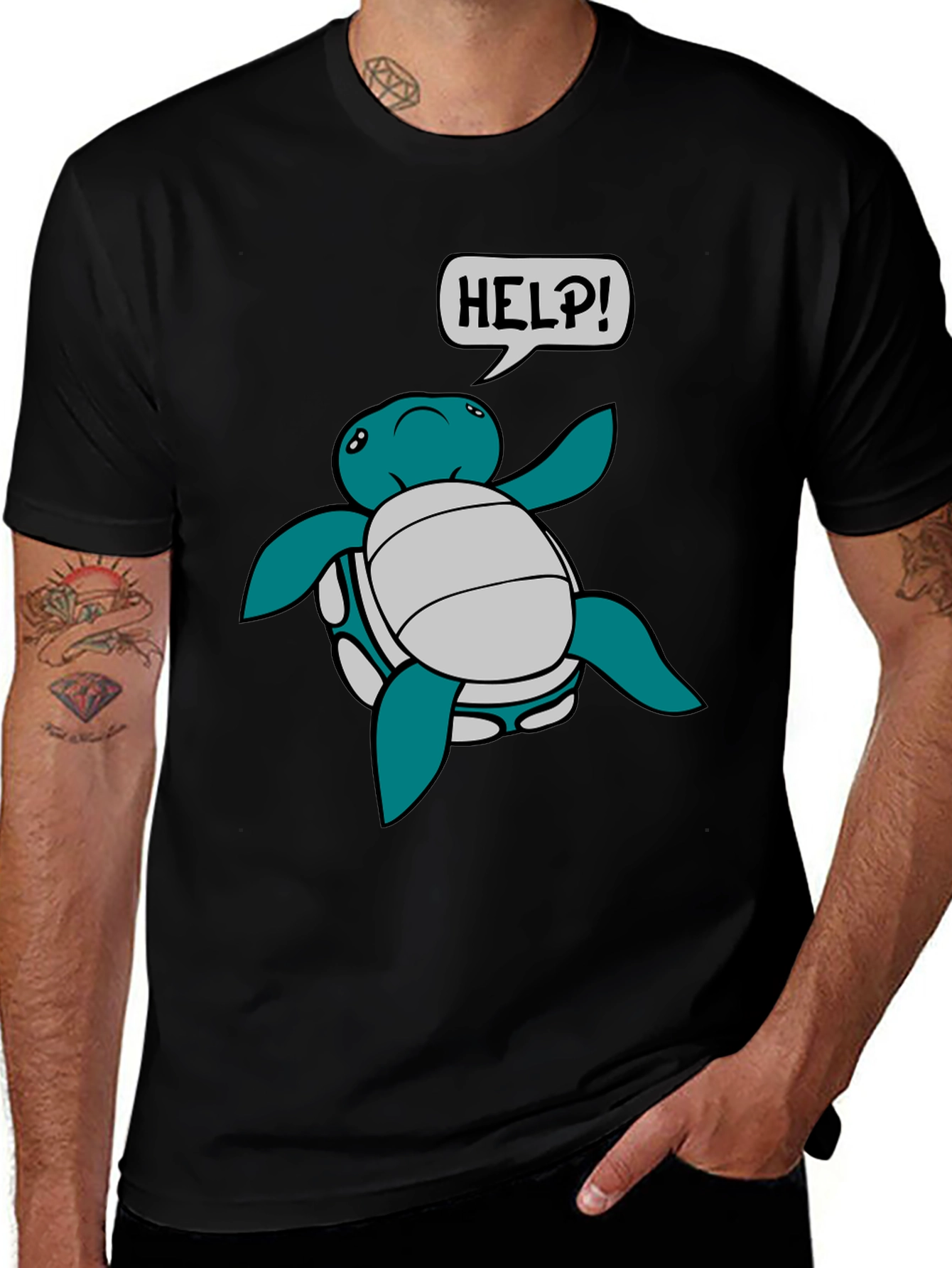 Variant 2 of Turtle Help Graphic T-Shirt