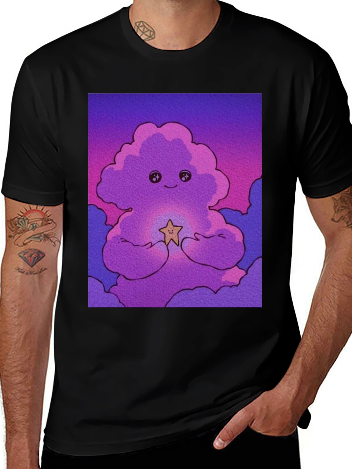 Variant 16 of Cute Cloud Star Black T-Shirt