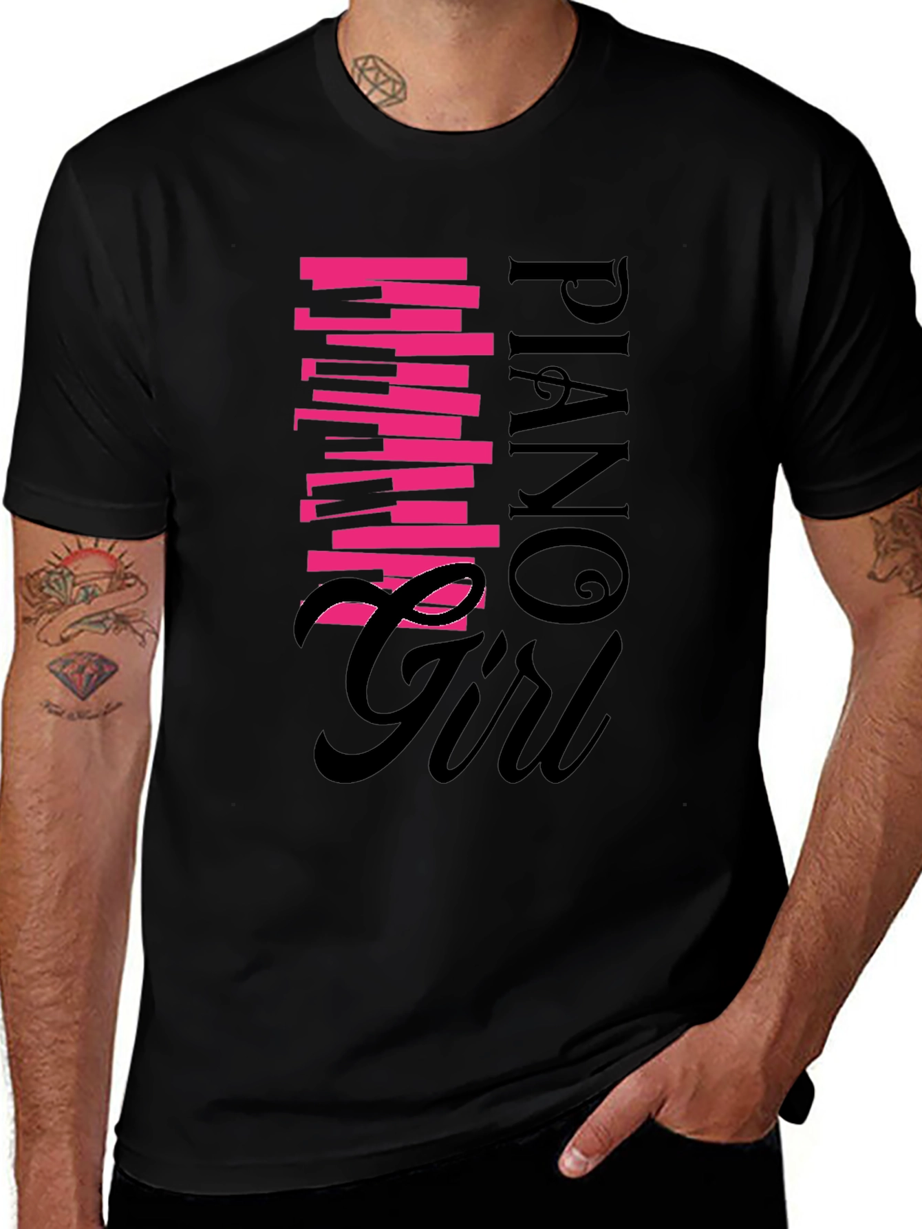 Variant 8 of Piano Girl Graphic Tee - Black Unisex Shirt