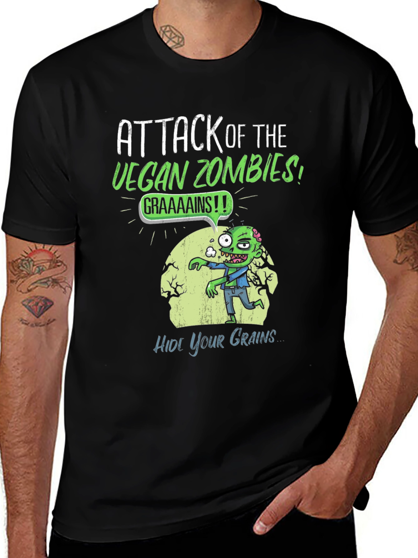 Variant 5 of Vegan Zombie T-Shirt: Attack of the Vegan Zombies!