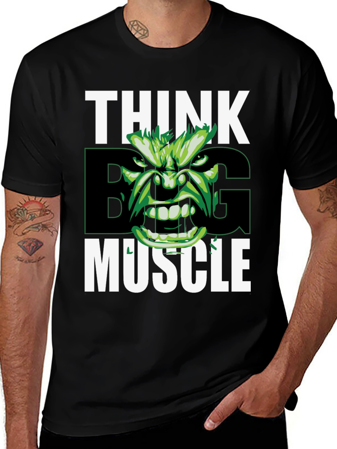 Think Big Muscle Hulk Graphic T-Shirt