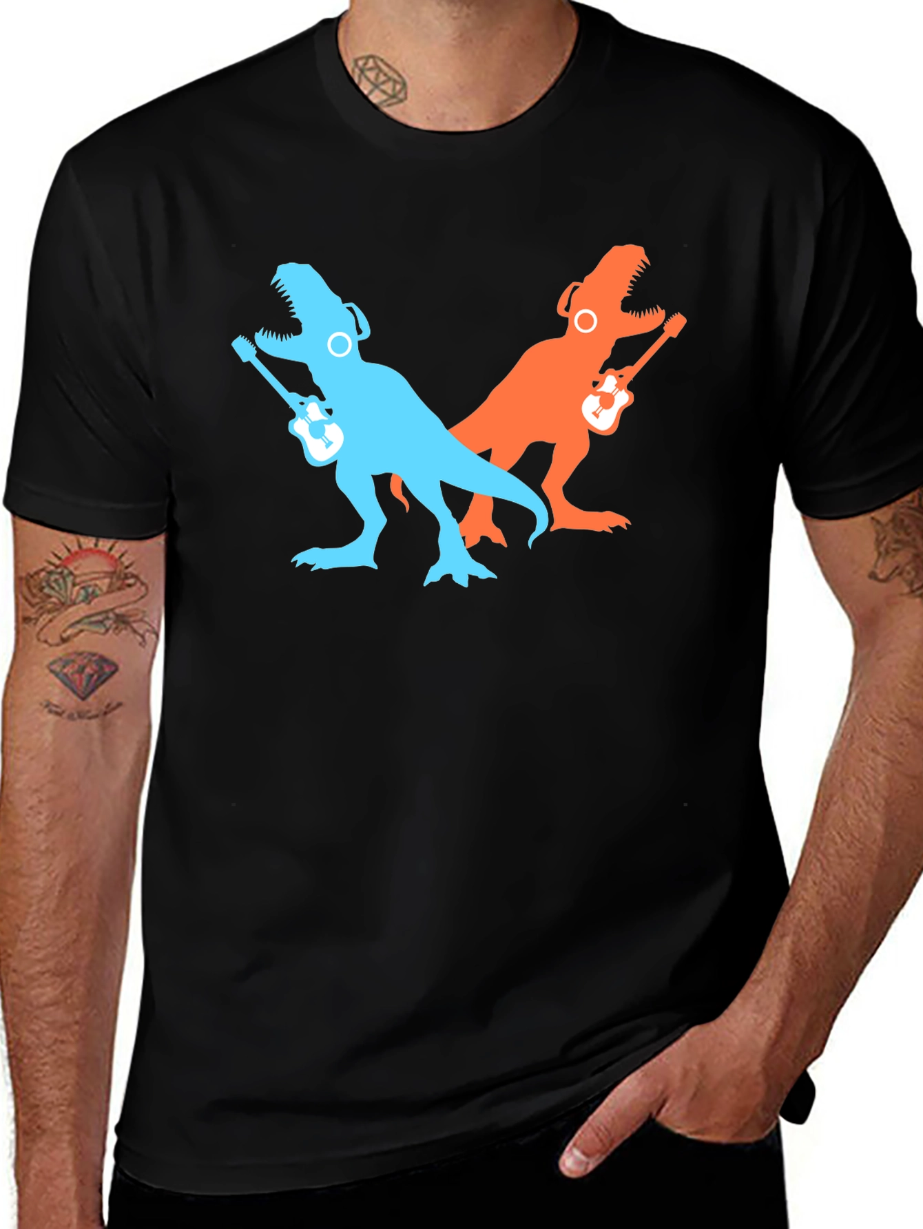 Dino Guitarist Black T-Shirt