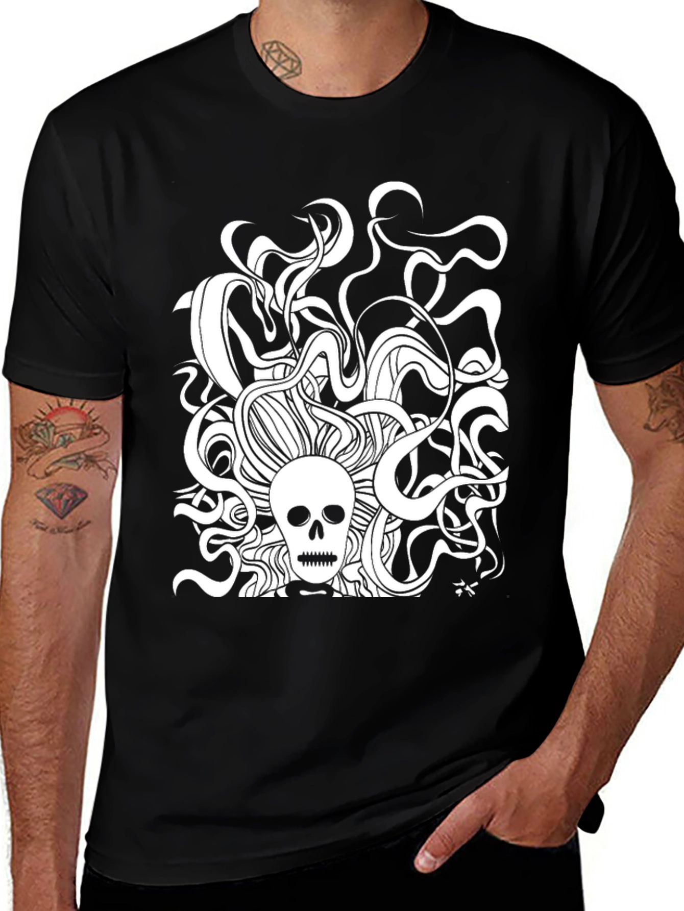 Variant 6 of Skull & Tentacle Black Graphic Tee