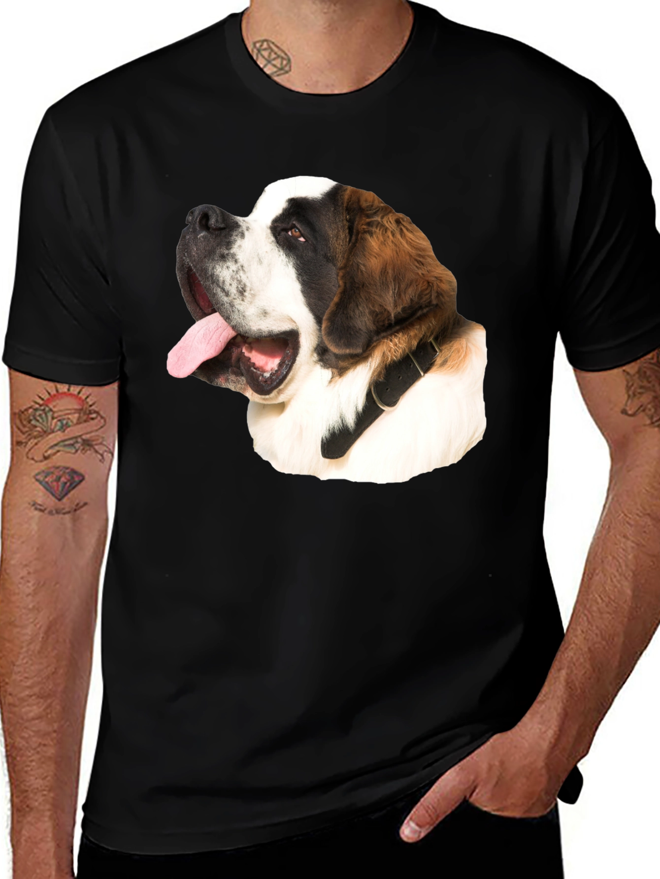 Saint Bernard Dog Graphic T-Shirt - Black