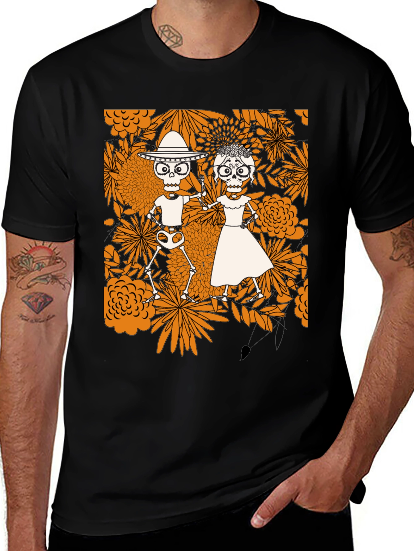 Variant 20 of Day of the Dead Skeleton Couple Graphic Tee
