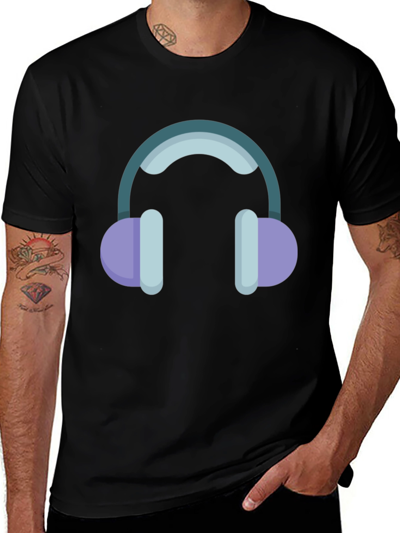 Variant 29 of Headphone Graphic Tee - Music Lover's Black T-Shirt