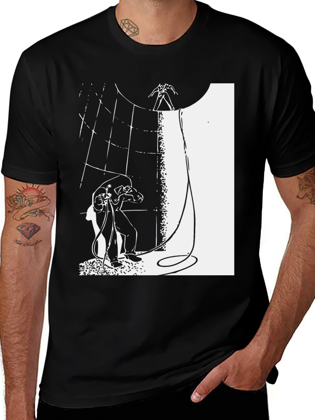 Variant 7 of Abstract Graphic Print Black T-Shirt