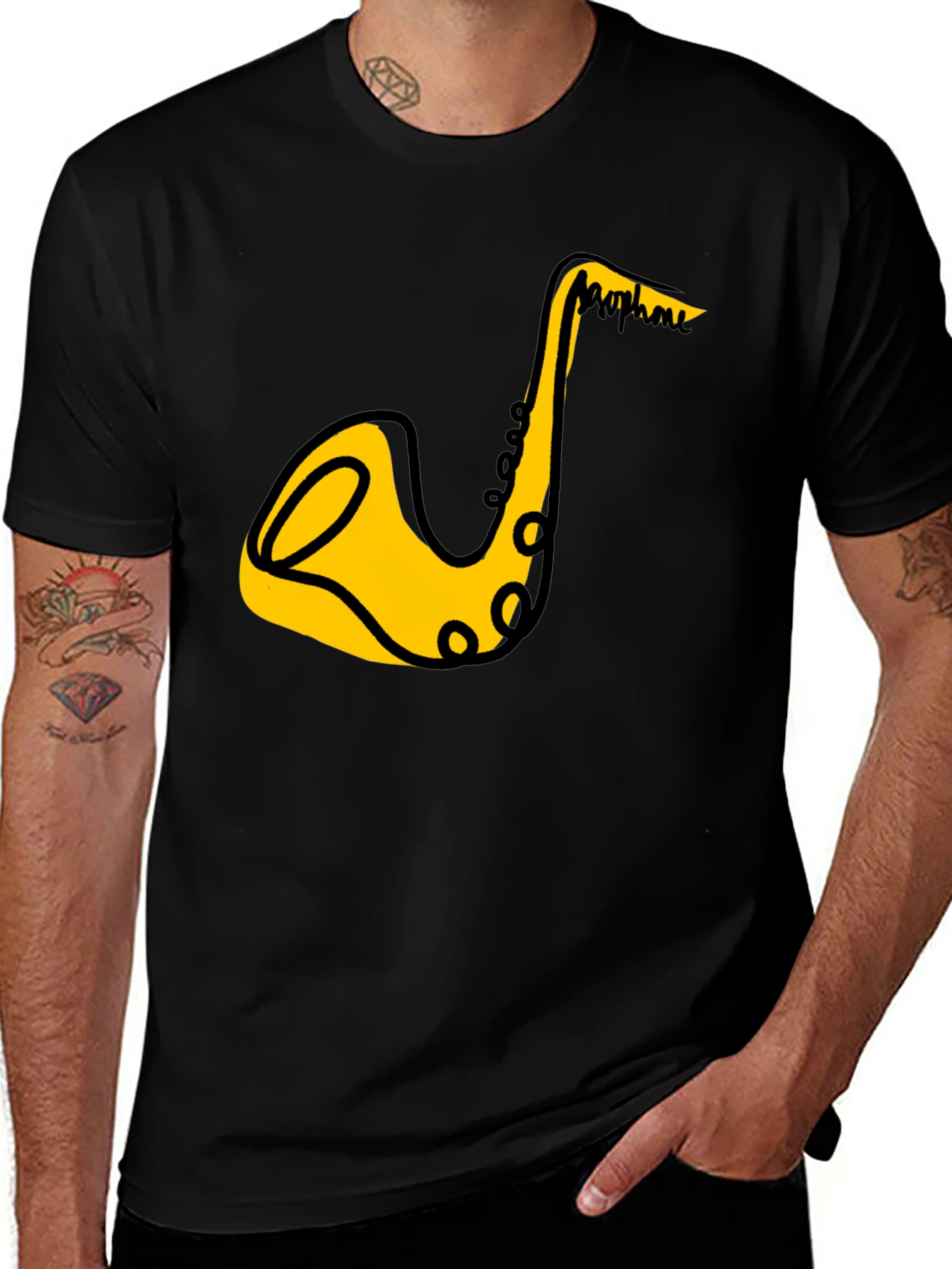Variant 25 of Saxophone Graphic Black T-Shirt