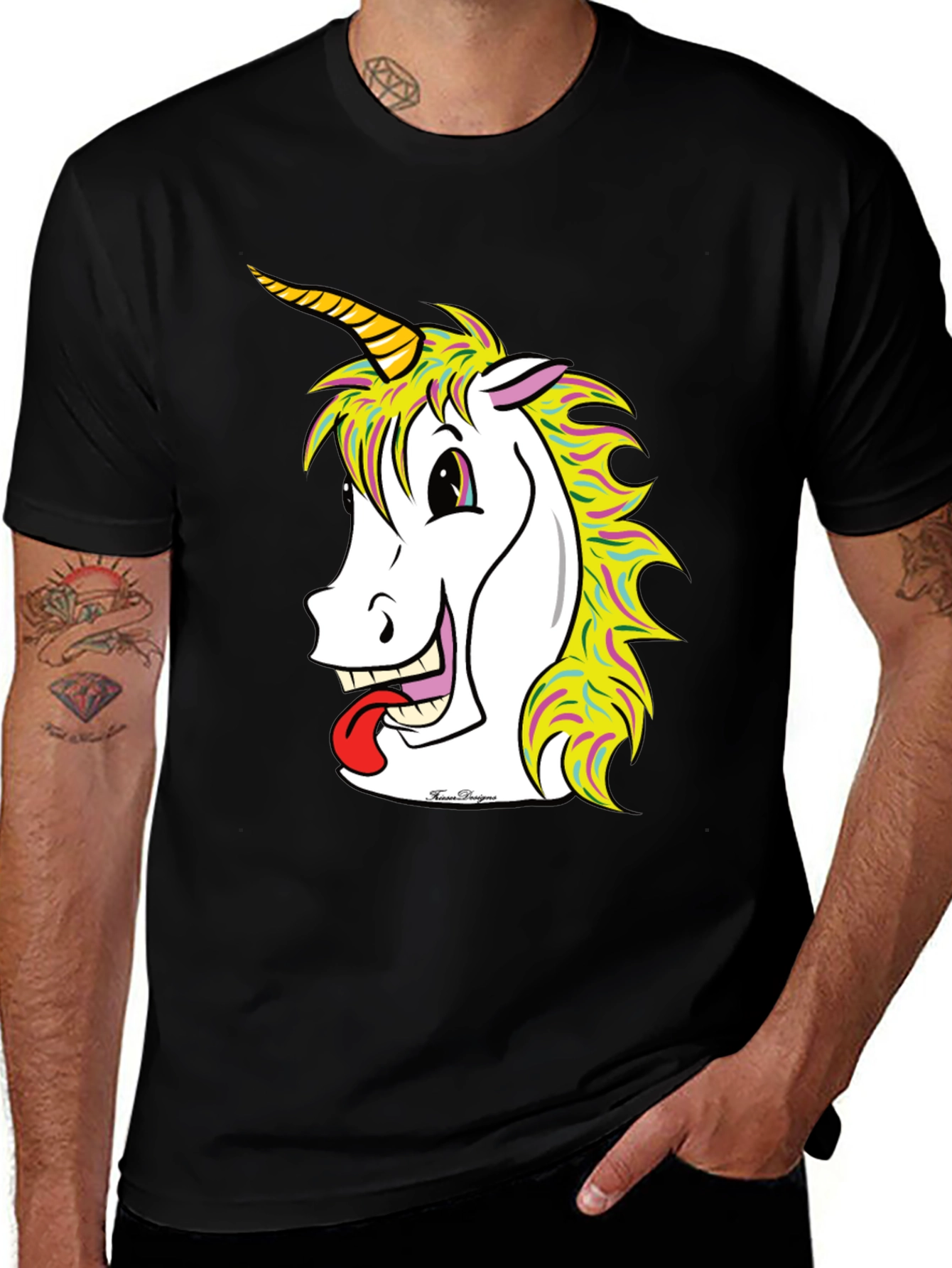 Variant 29 of Unicorn Graphic Tee - Men's Black T-Shirt