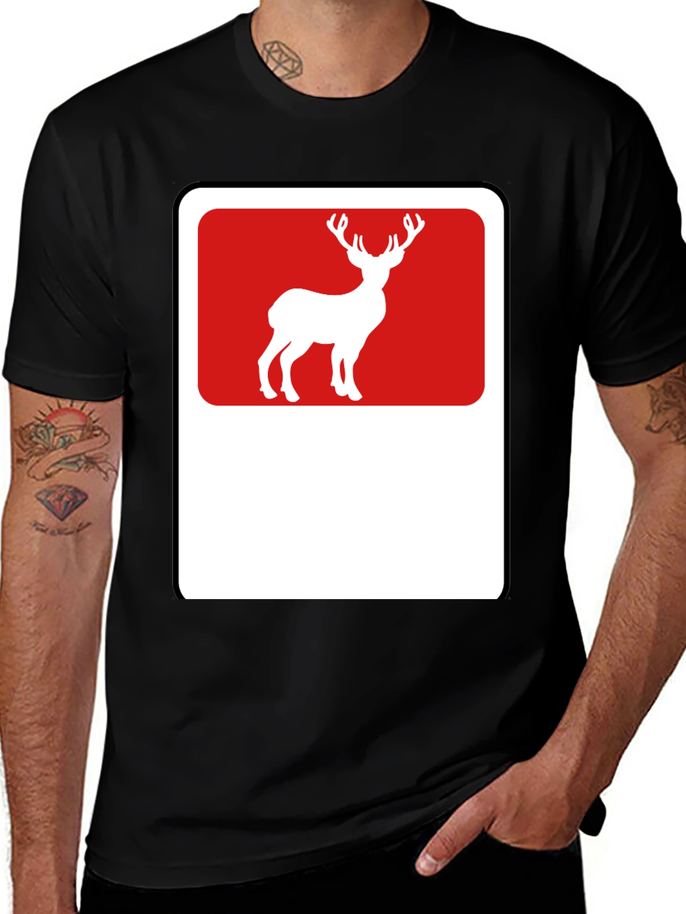 Variant 6 of Deer Graphic Tee - Black