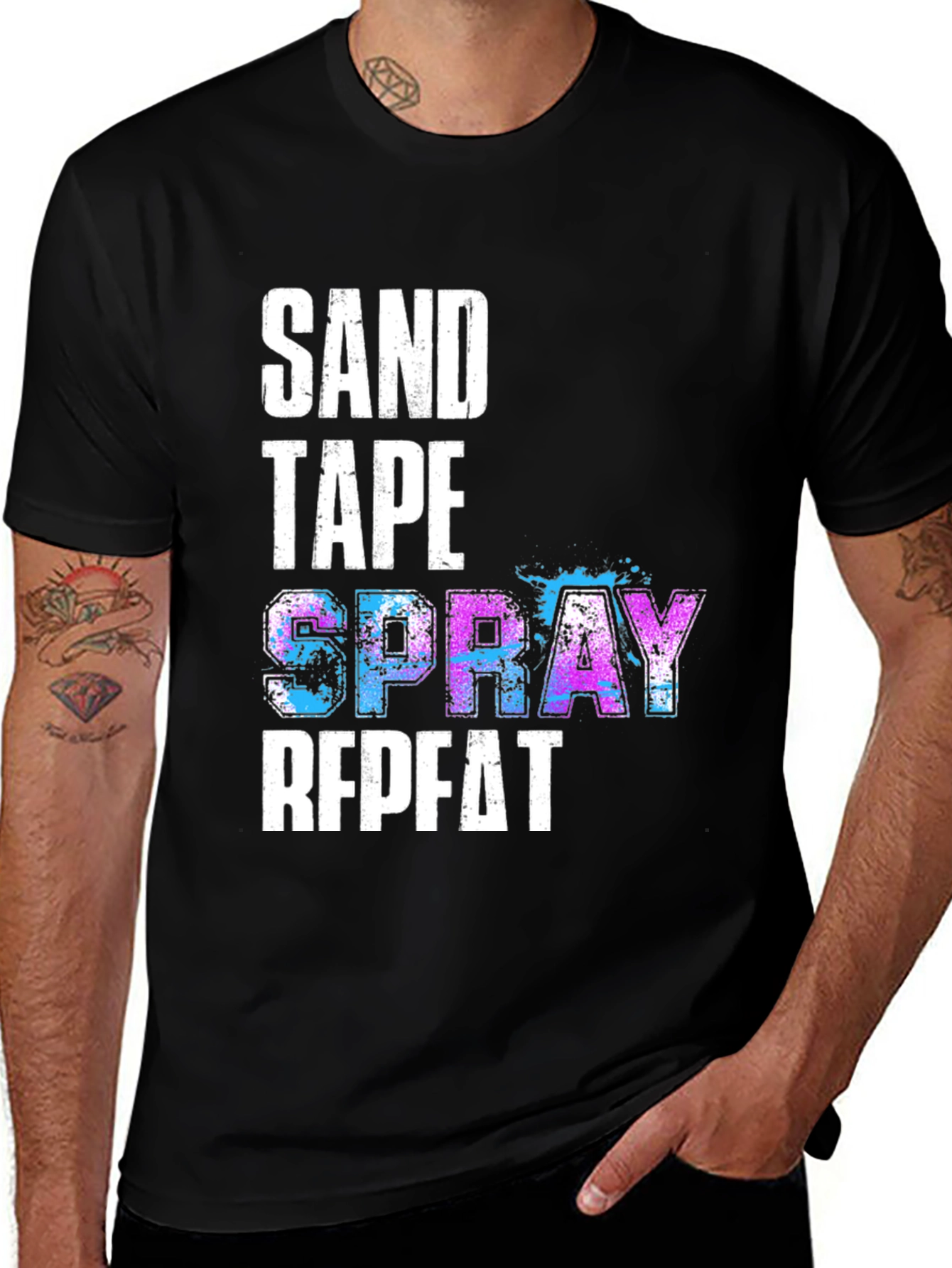 Sand, Tape, Spray, Repeat Black T-Shirt