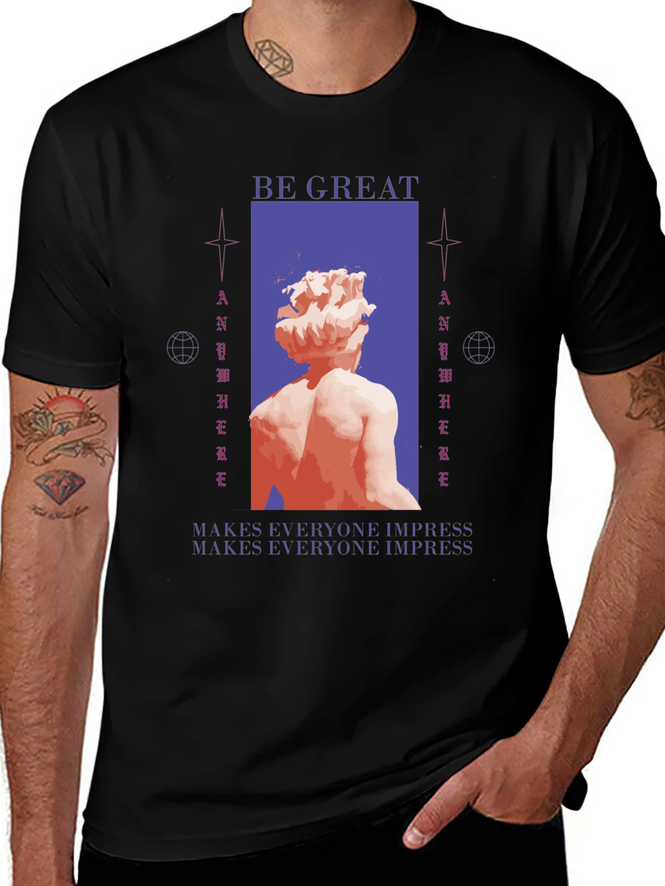 Be Great Graphic Tee - Modern Statue Design