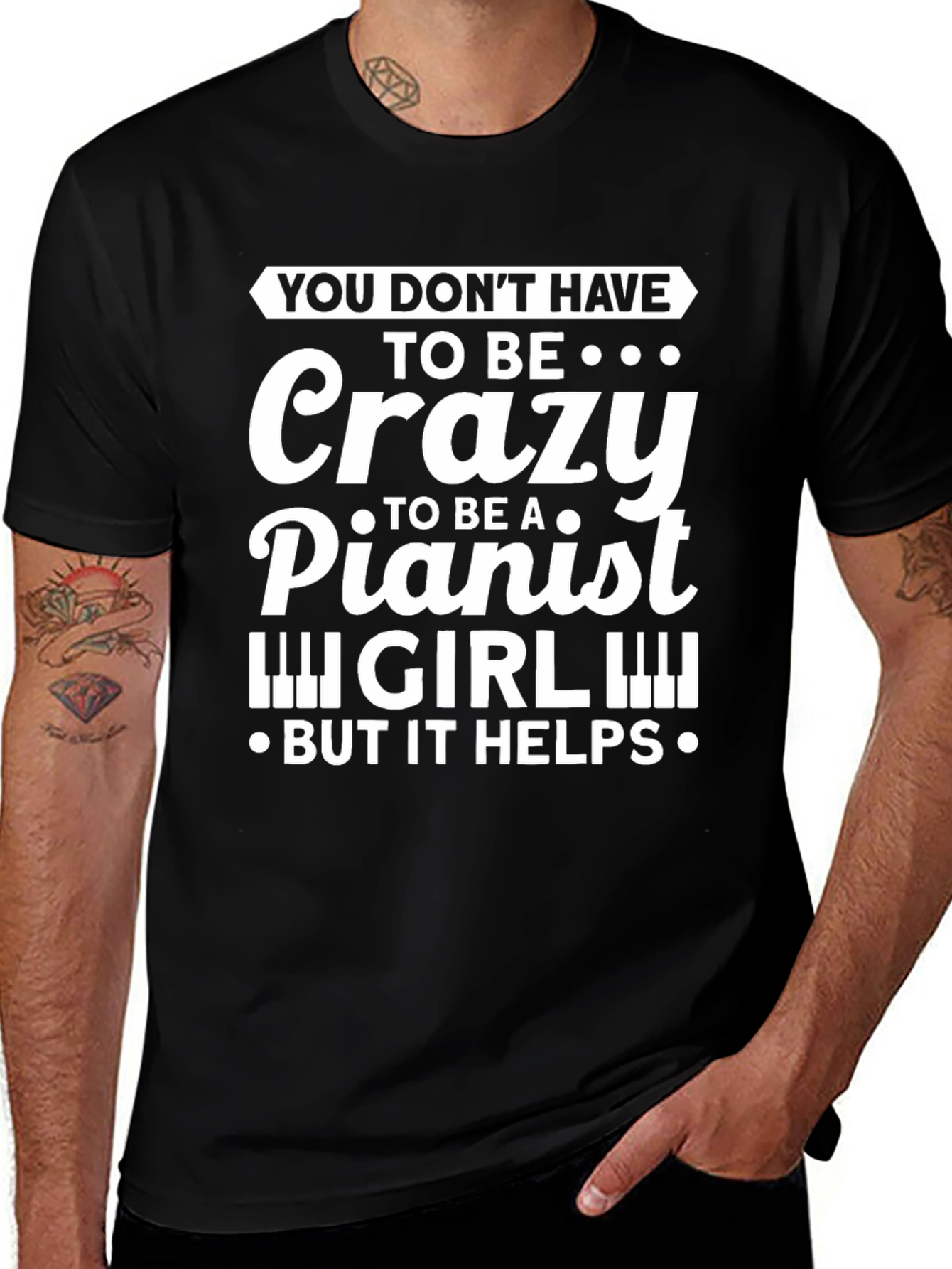 Variant 15 of Crazy Pianist Girl Black T-Shirt