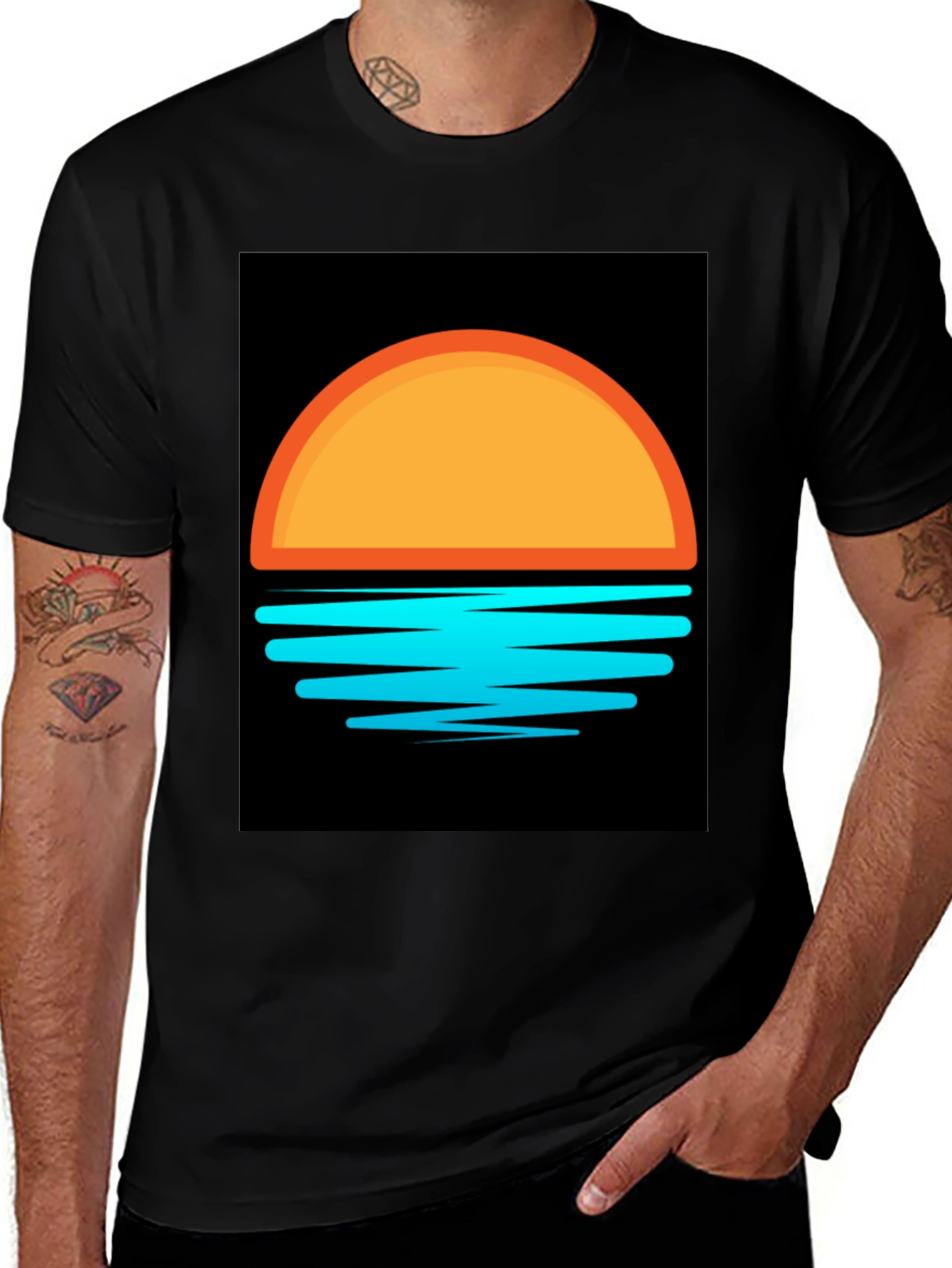 Variant 7 of Sunset Graphic Tee - Stylish Black T-Shirt