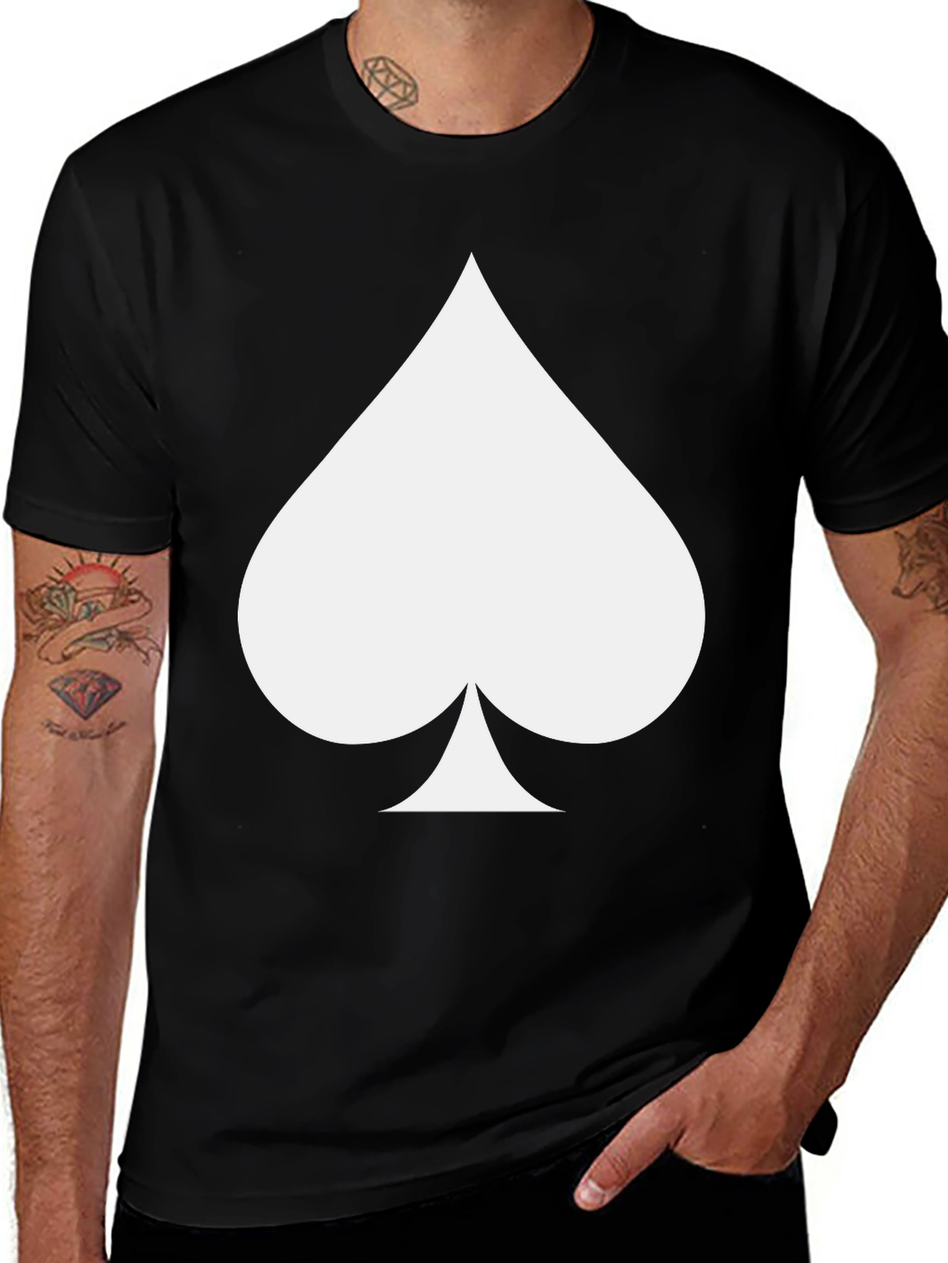 Variant 10 of Men's Black T-Shirt with Spade Design