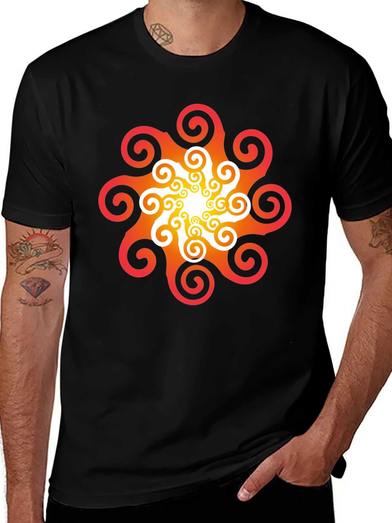 Variant 13 of Fiery Swirl Graphic Tee - Black Cotton Blend