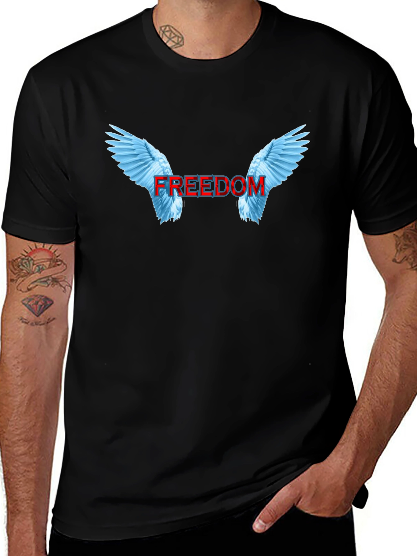 Variant 29 of Freedom Wings Graphic Tee - Stylish Unisex Black T-Shirt