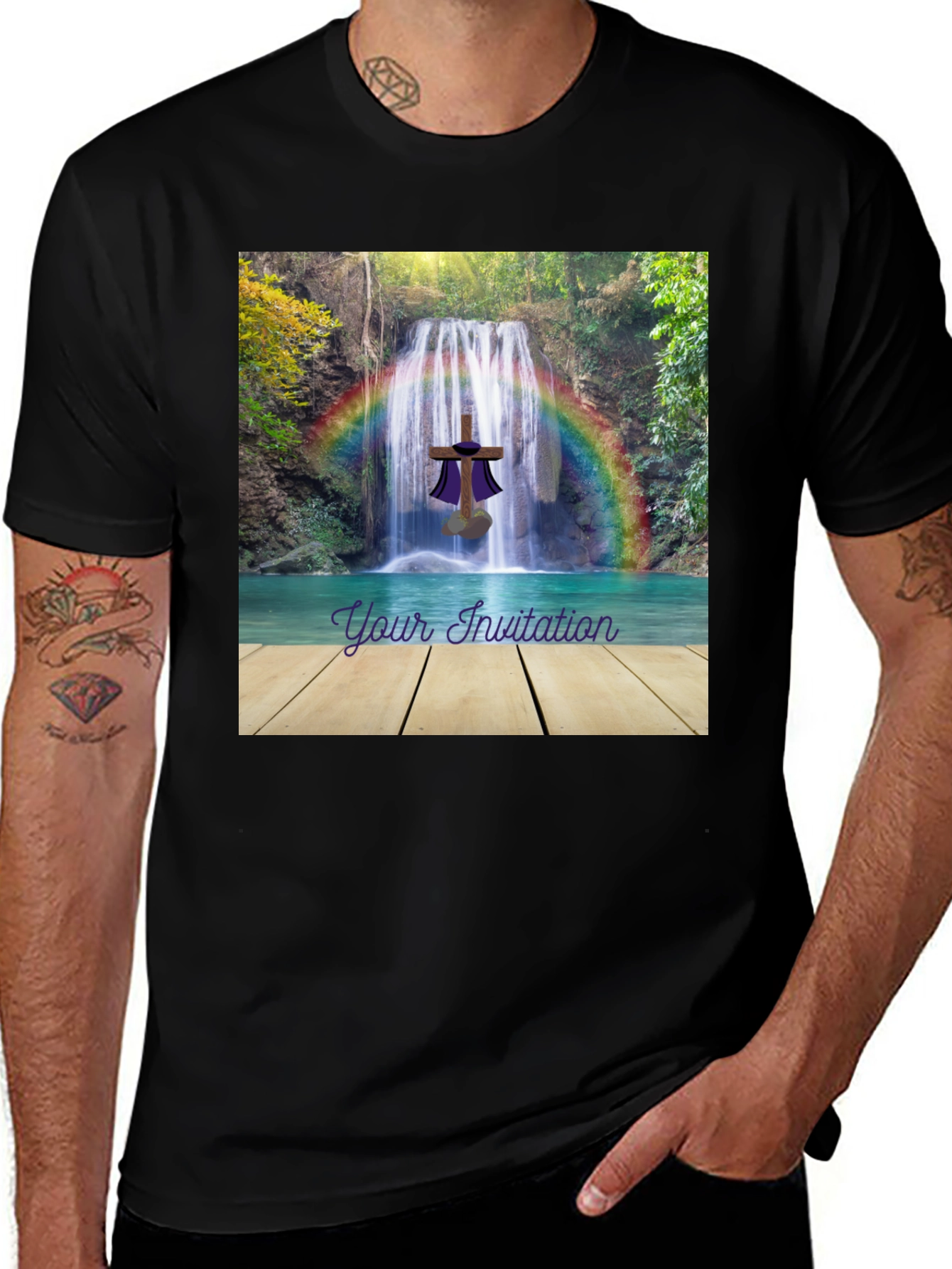 Variant 6 of Waterfall Cross Graphic Tee - Your Invitation