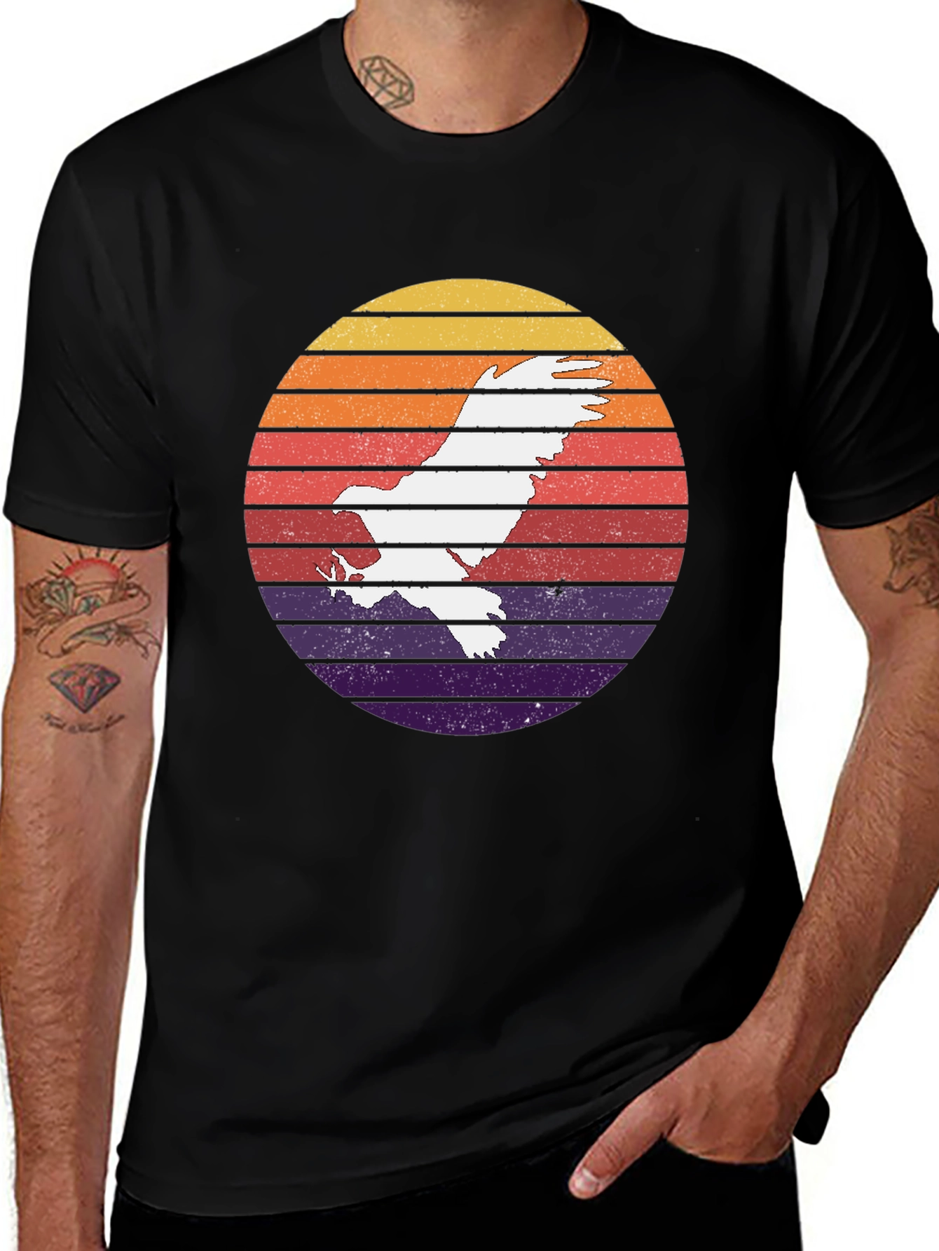 Variant 15 of Retro Eagle Sunset Graphic T-Shirt