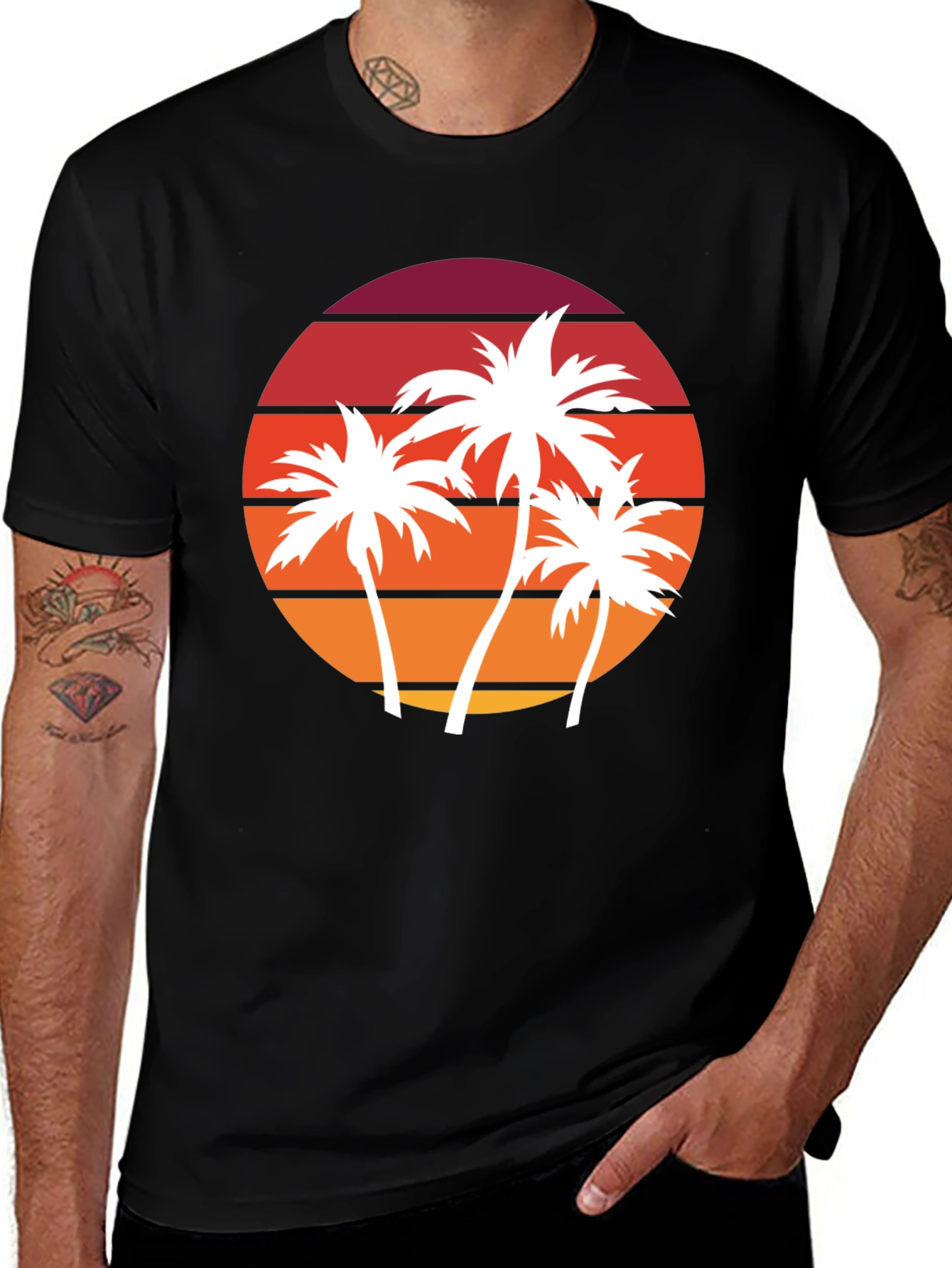 Variant 26 of Retro Sunset Palm Tree Graphic Tee