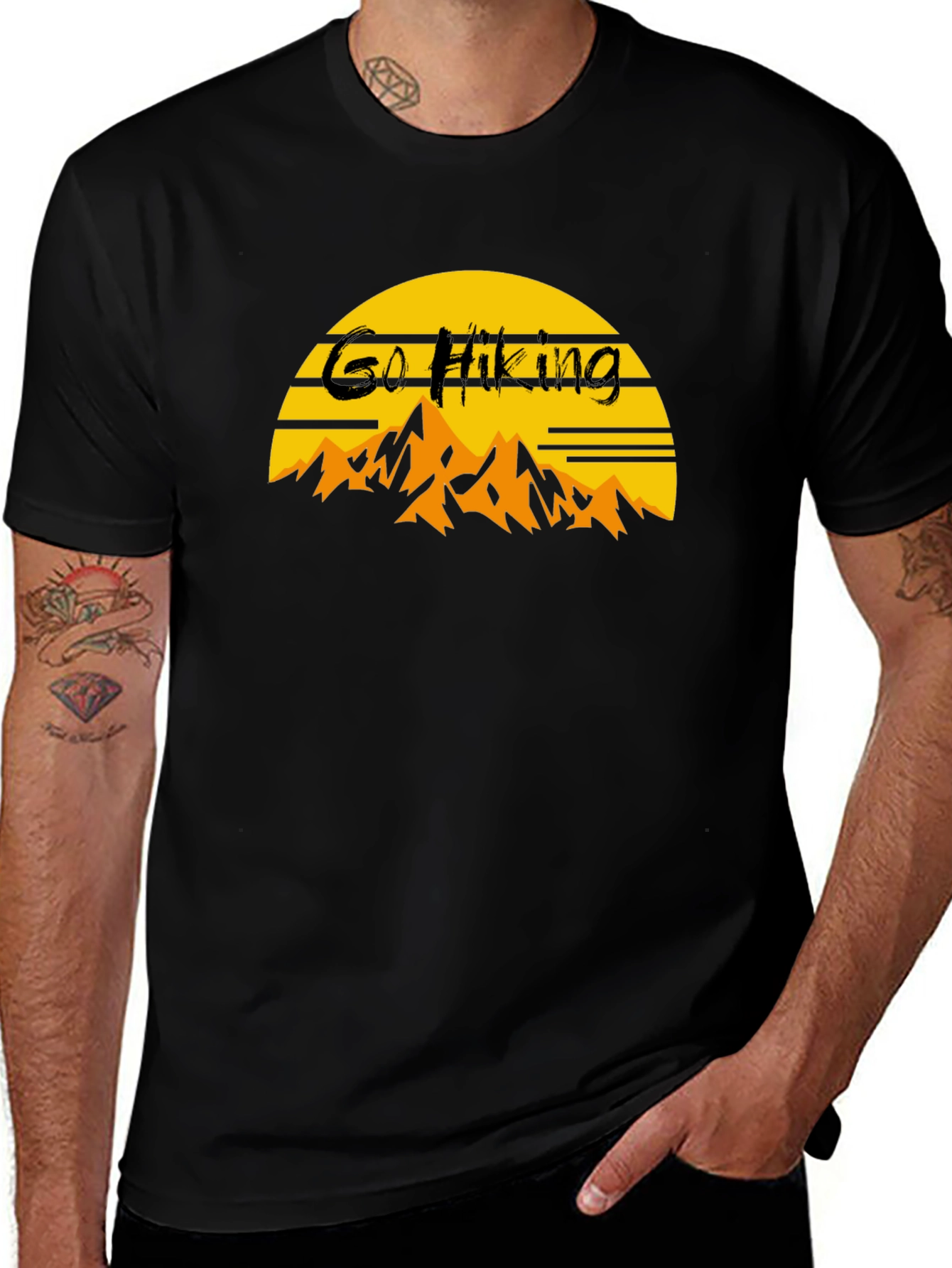 Variant 24 of Go Hiking Black T-Shirt - Nature Adventure Tee