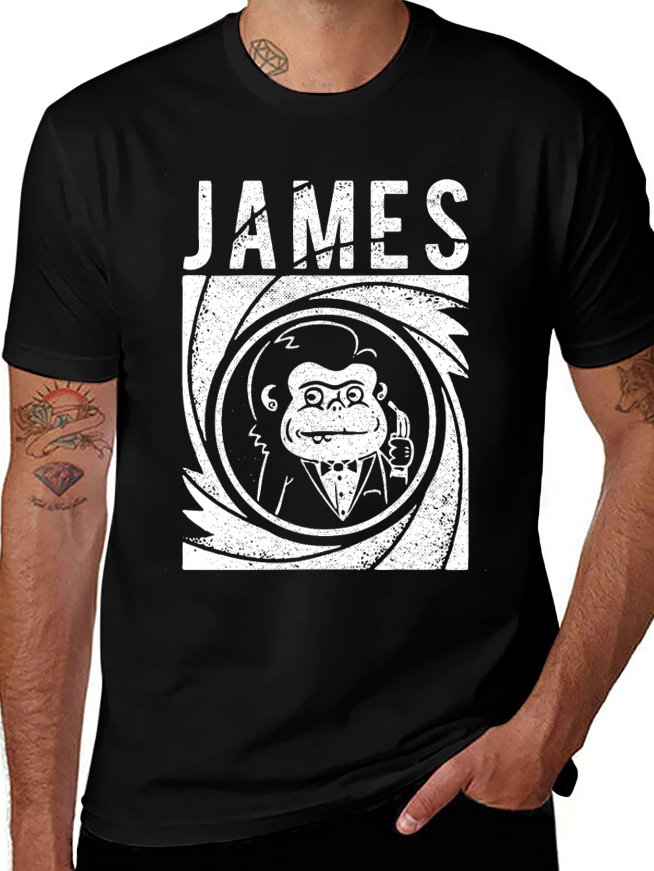 Variant 23 of James Bond Monkey T-Shirt - Black