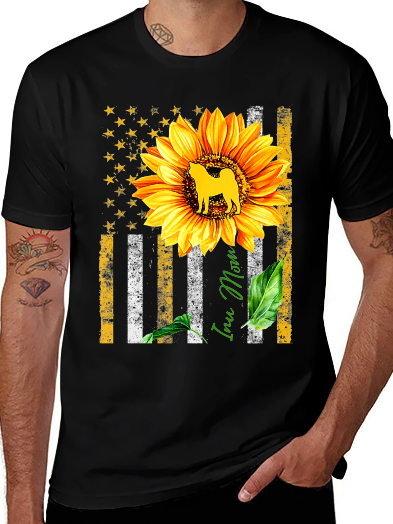 Sunflower Inu Mom Graphic Tee - Stylish Comfort