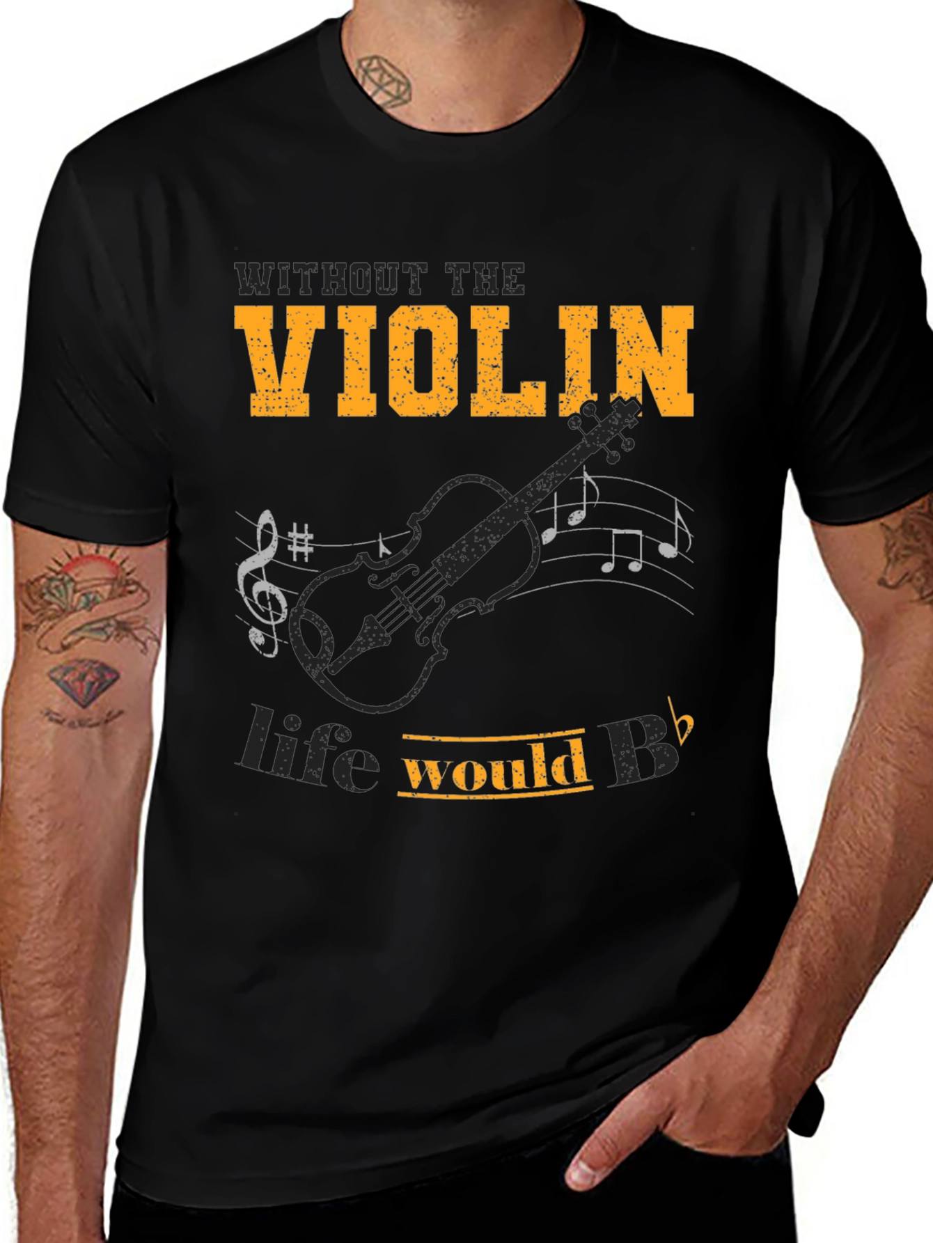 Variant 9 of Violin T-Shirt: Without It, Life Would Be Flat!