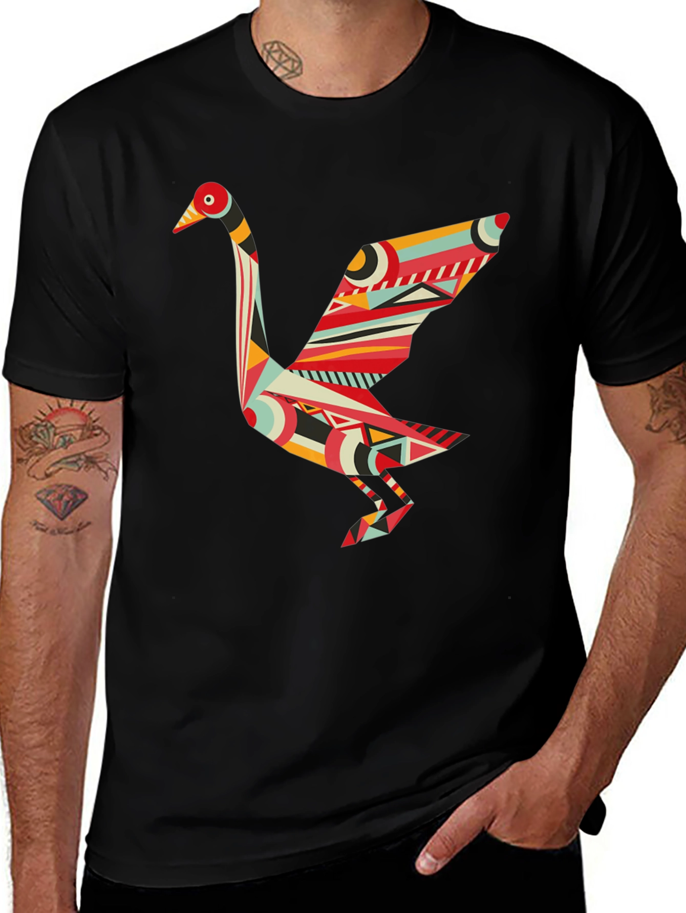 Variant 27 of Origami Swan Graphic T-Shirt - Stylish Black Tee