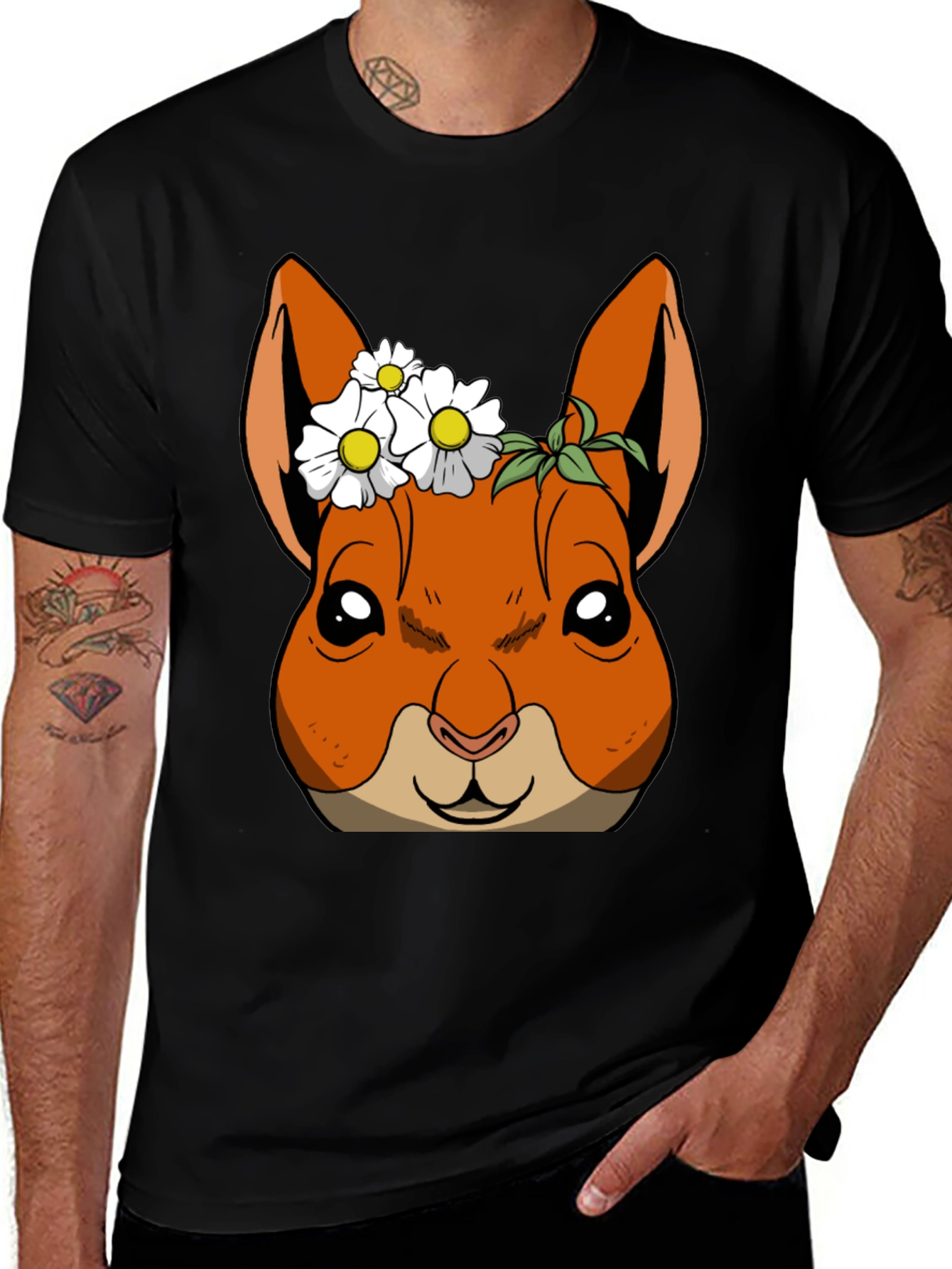 Variant 5 of Squirrel with Daisy Crown T-Shirt